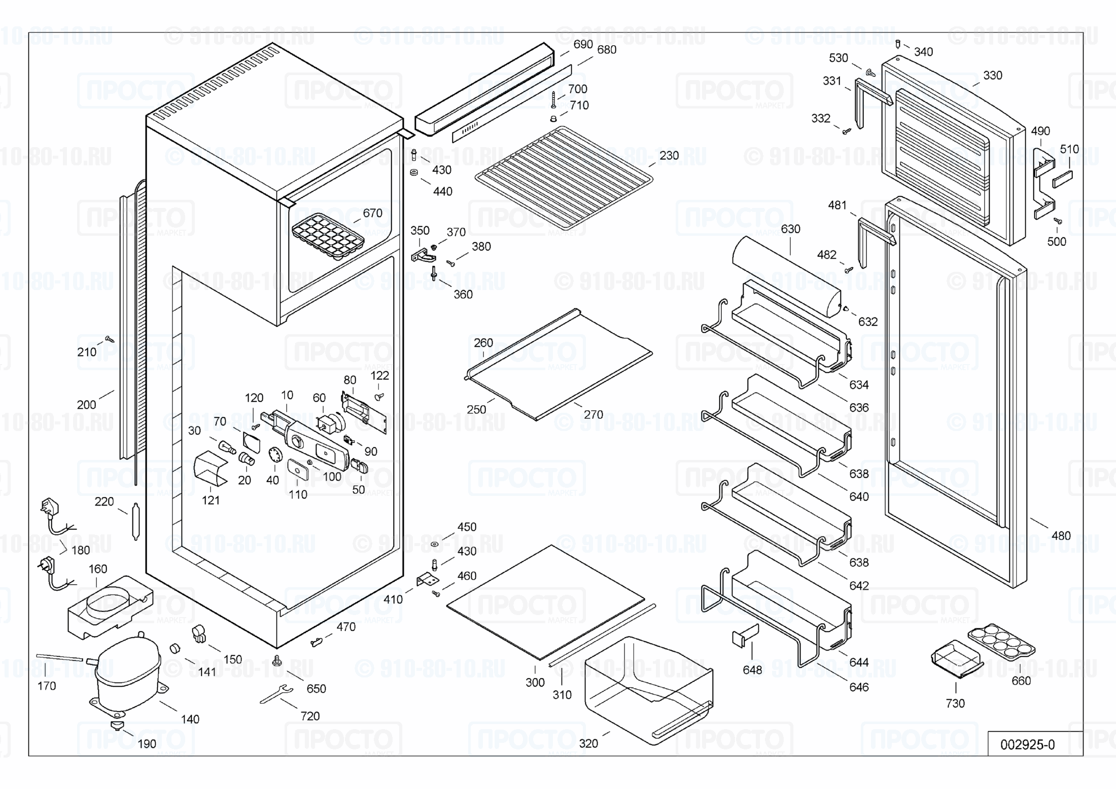 Взрыв-схема запчастей холодильника Liebherr KD 2842-26C