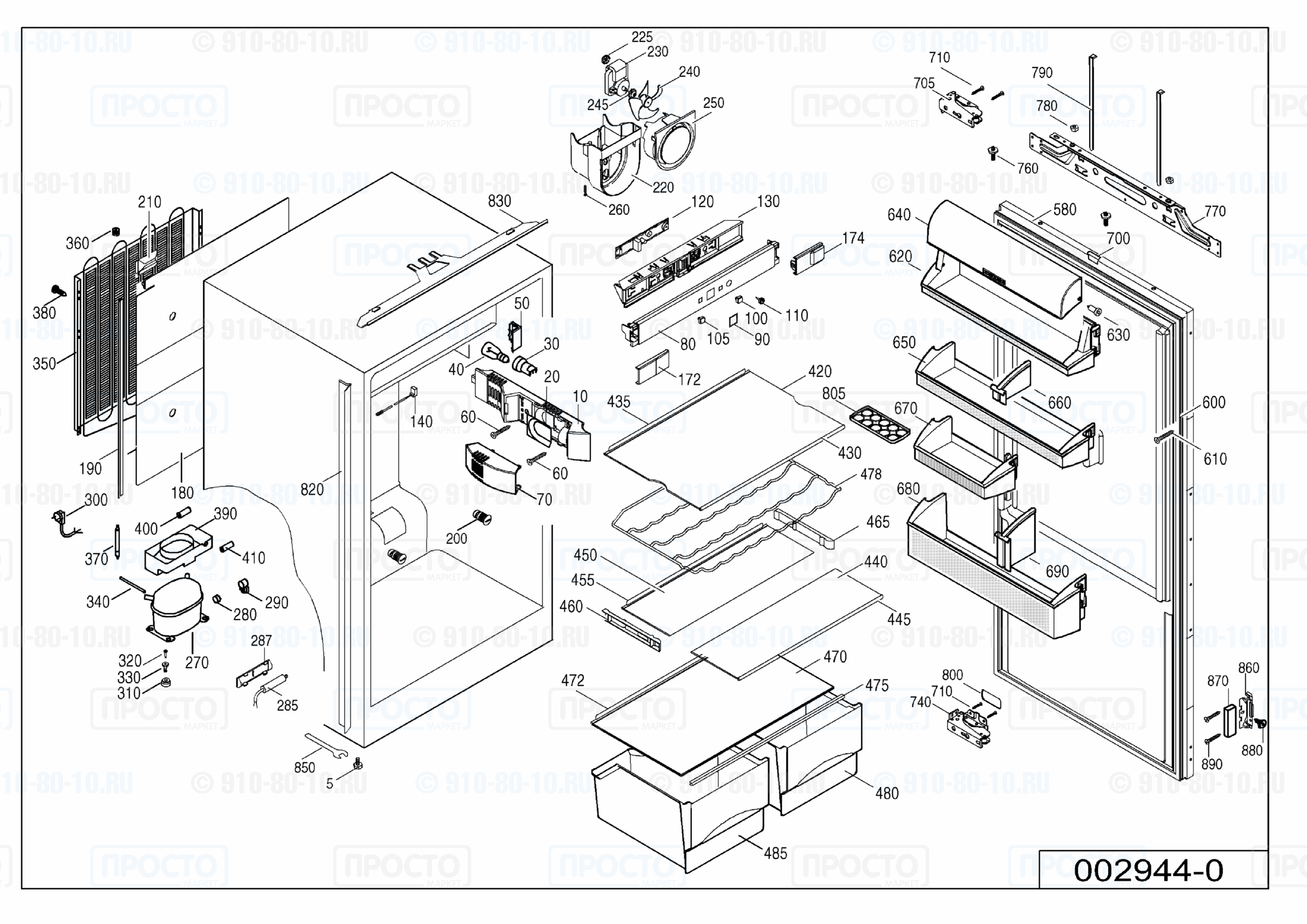 Взрыв-схема запчастей холодильника Liebherr IK 2810-20C