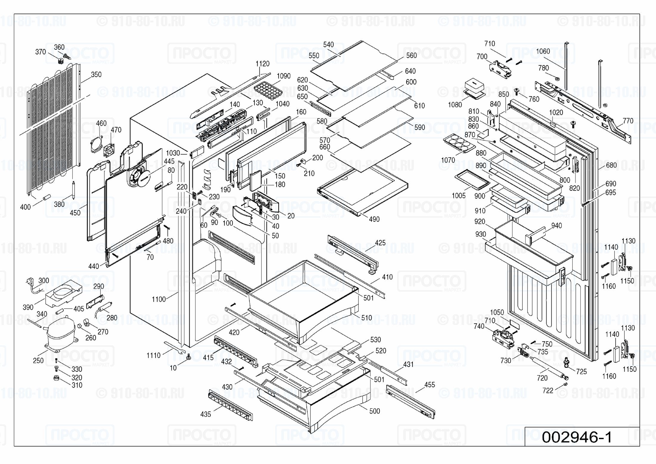 Взрыв-схема запчастей холодильника Liebherr IKB 2214-20C