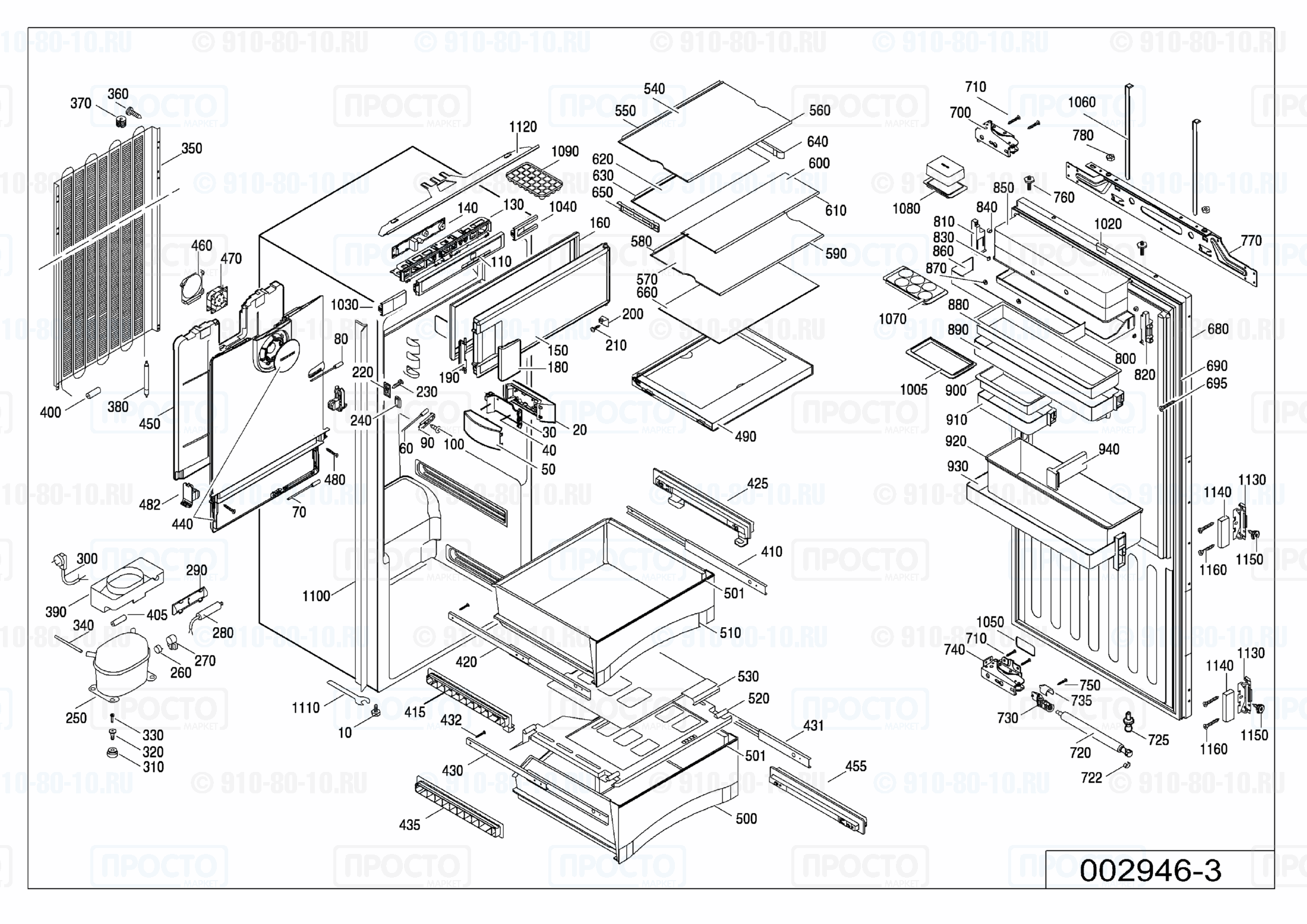 Взрыв-схема запчастей холодильника Liebherr IKB 2224-20D