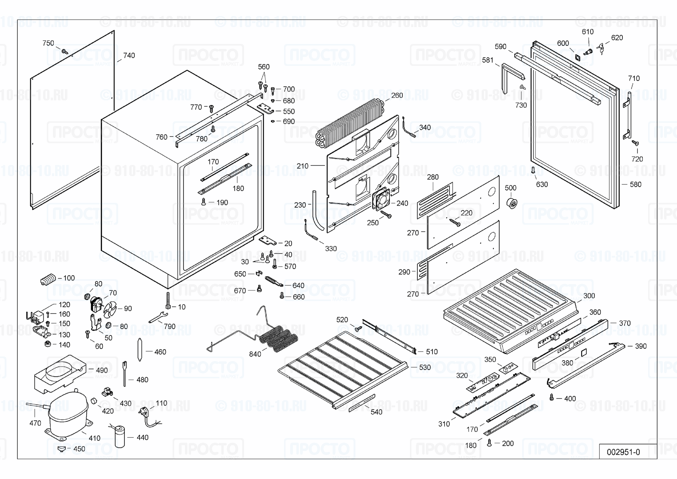 Взрыв-схема запчастей холодильника Liebherr WTUes 1653-20B