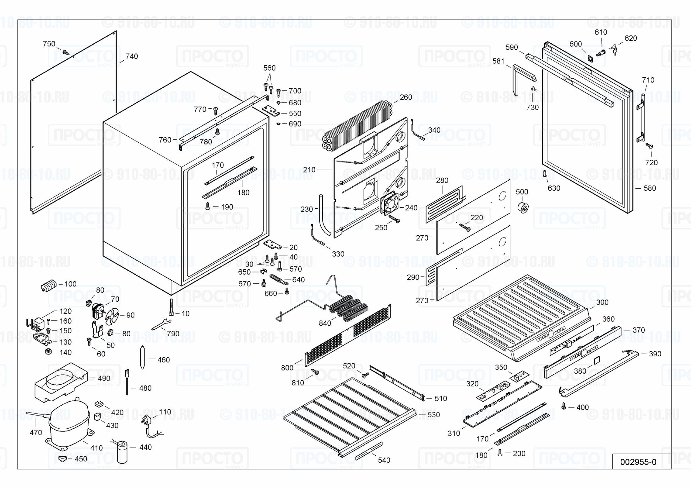 Взрыв-схема запчастей холодильника Liebherr WTUes 1653-10