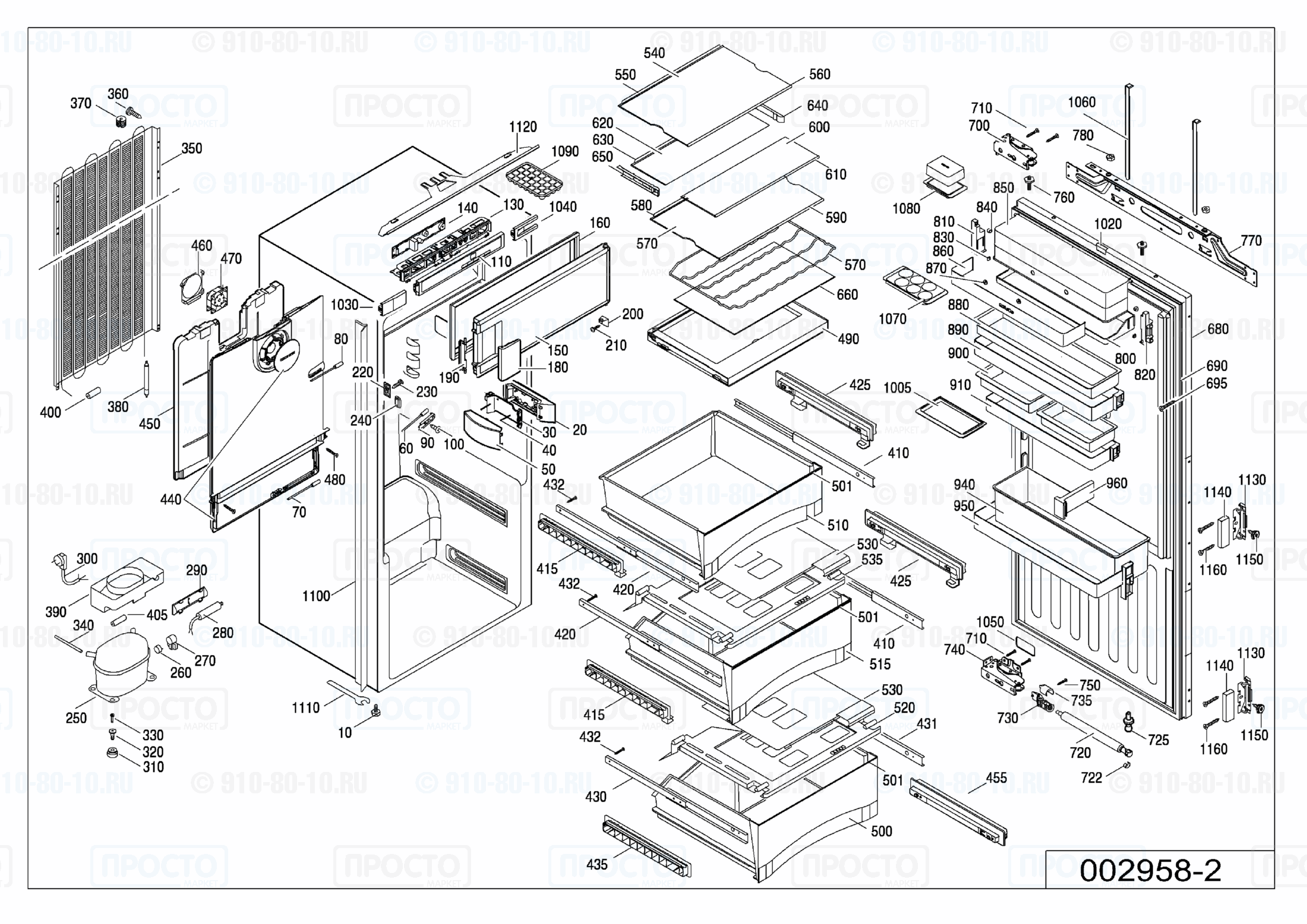Взрыв-схема запчастей холодильника Liebherr IKB 3414-20I