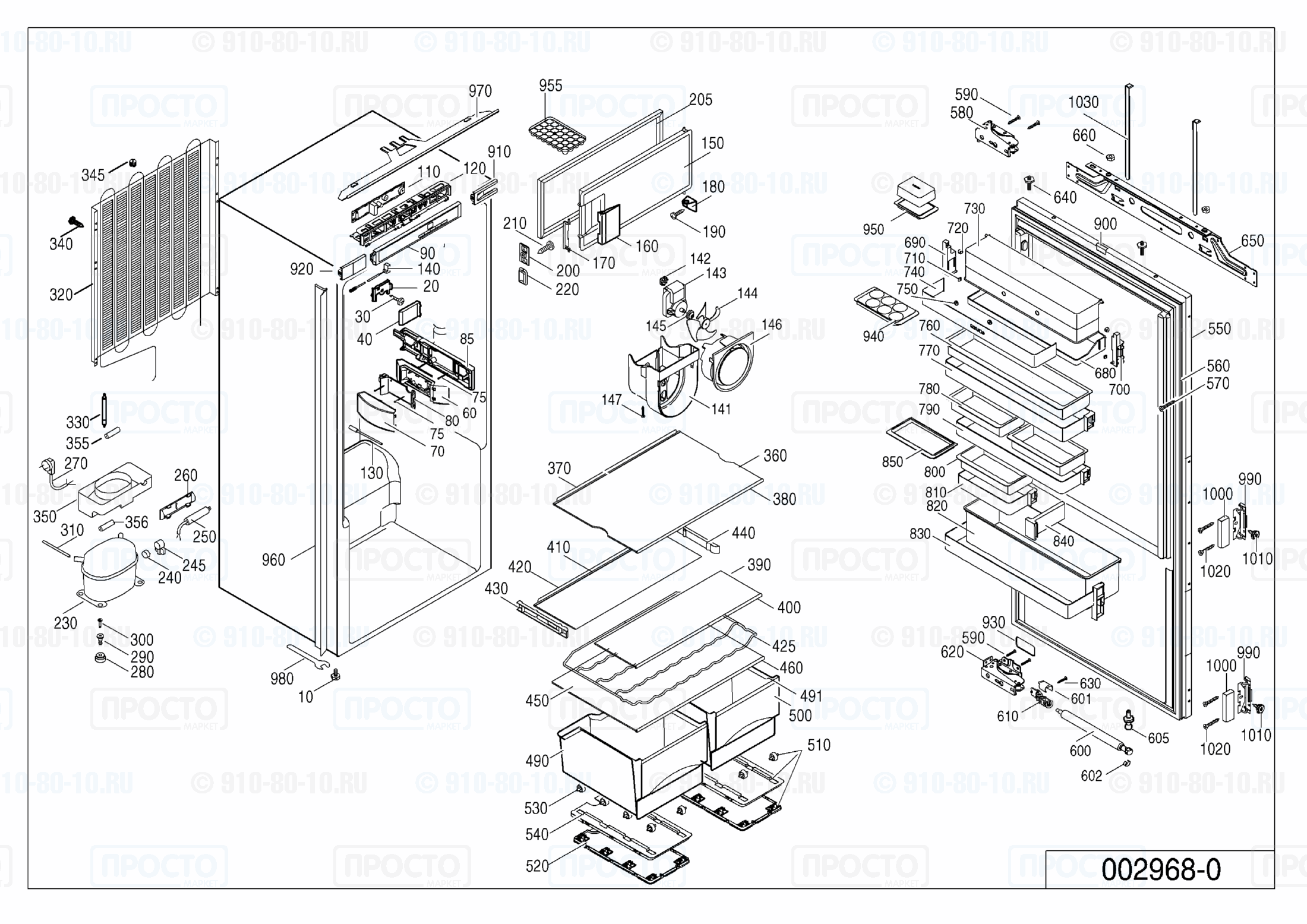 Взрыв-схема запчастей холодильника Liebherr IKP 2654-20C