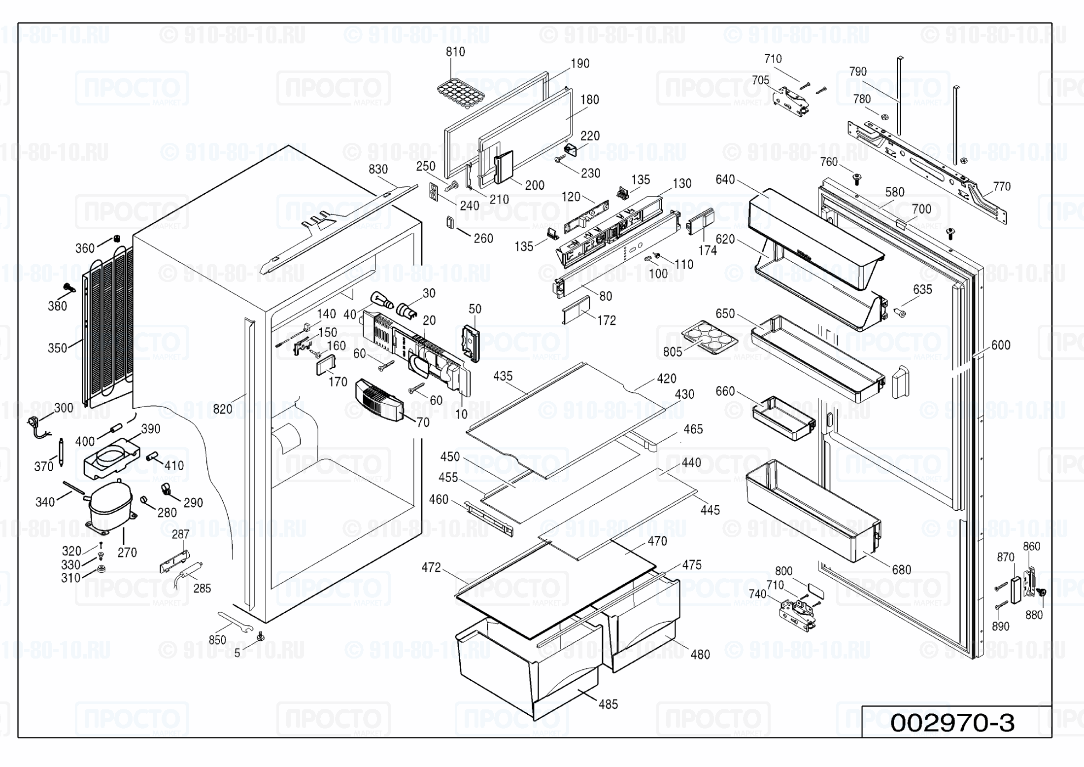 Взрыв-схема запчастей холодильника Liebherr IK 2214-20I