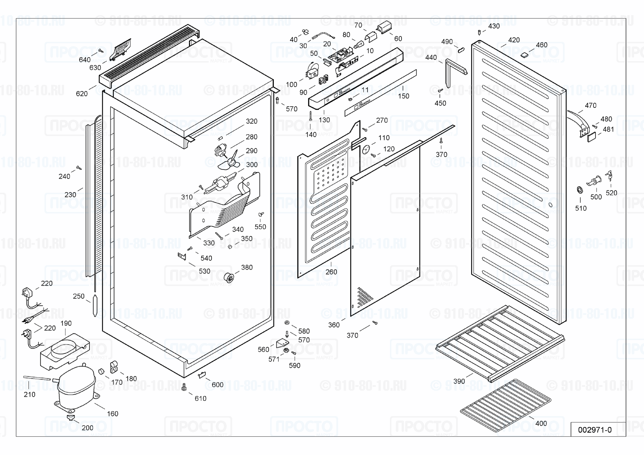 Взрыв-схема запчастей холодильника Liebherr WKsl 4176-21