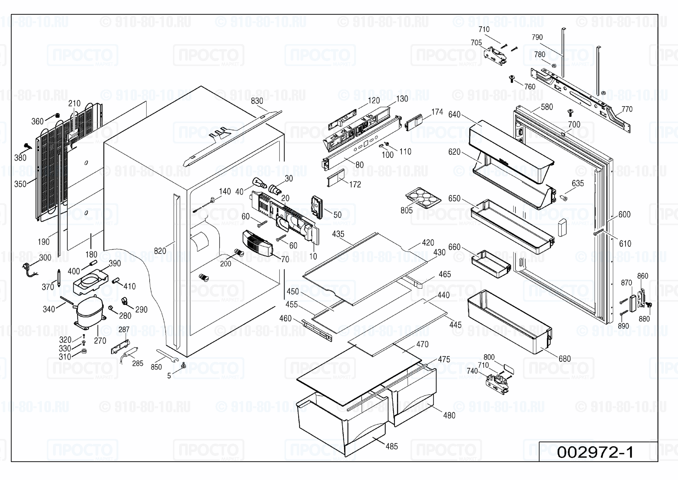 Взрыв-схема запчастей холодильника Liebherr IK 1710-20D