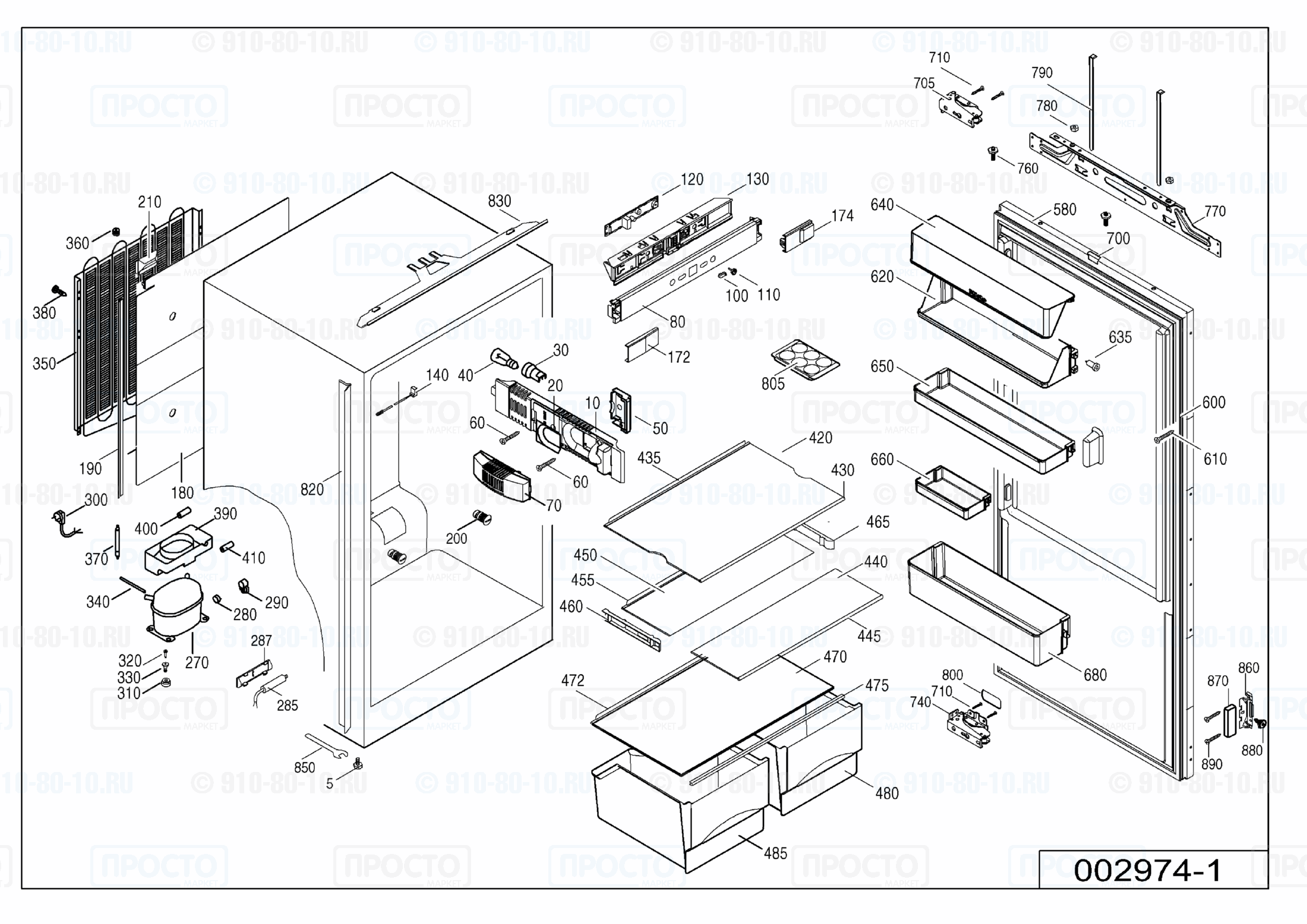Взрыв-схема запчастей холодильника Liebherr IK 2410-20A