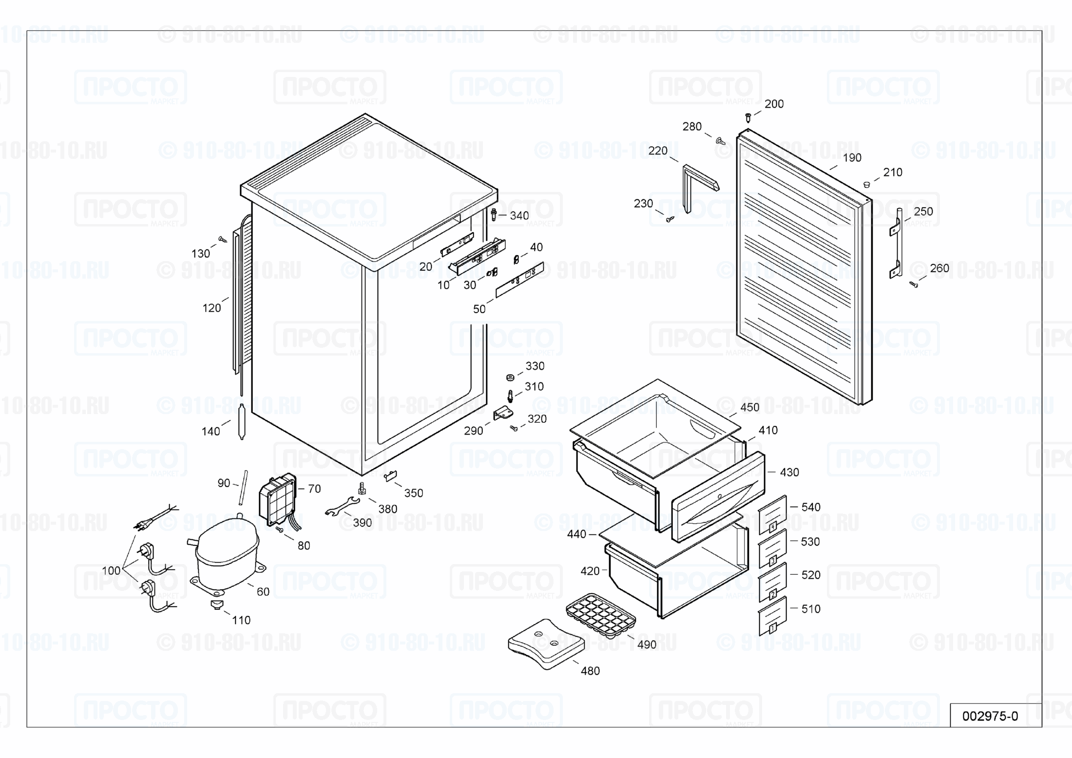 Взрыв-схема запчастей холодильника Liebherr GPes 1456-21A