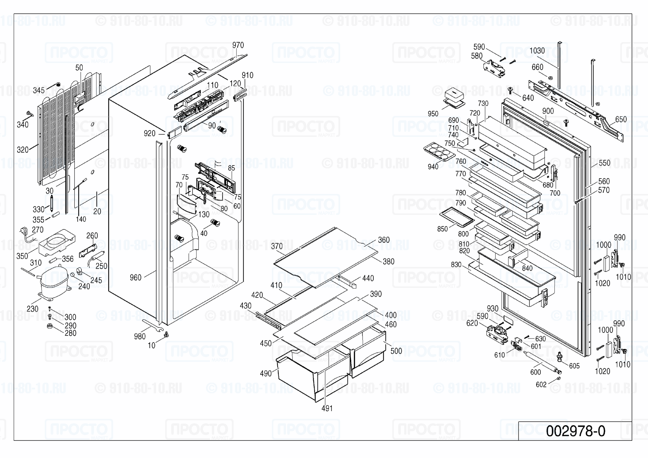 Взрыв-схема запчастей холодильника Liebherr IKP 1750-20J
