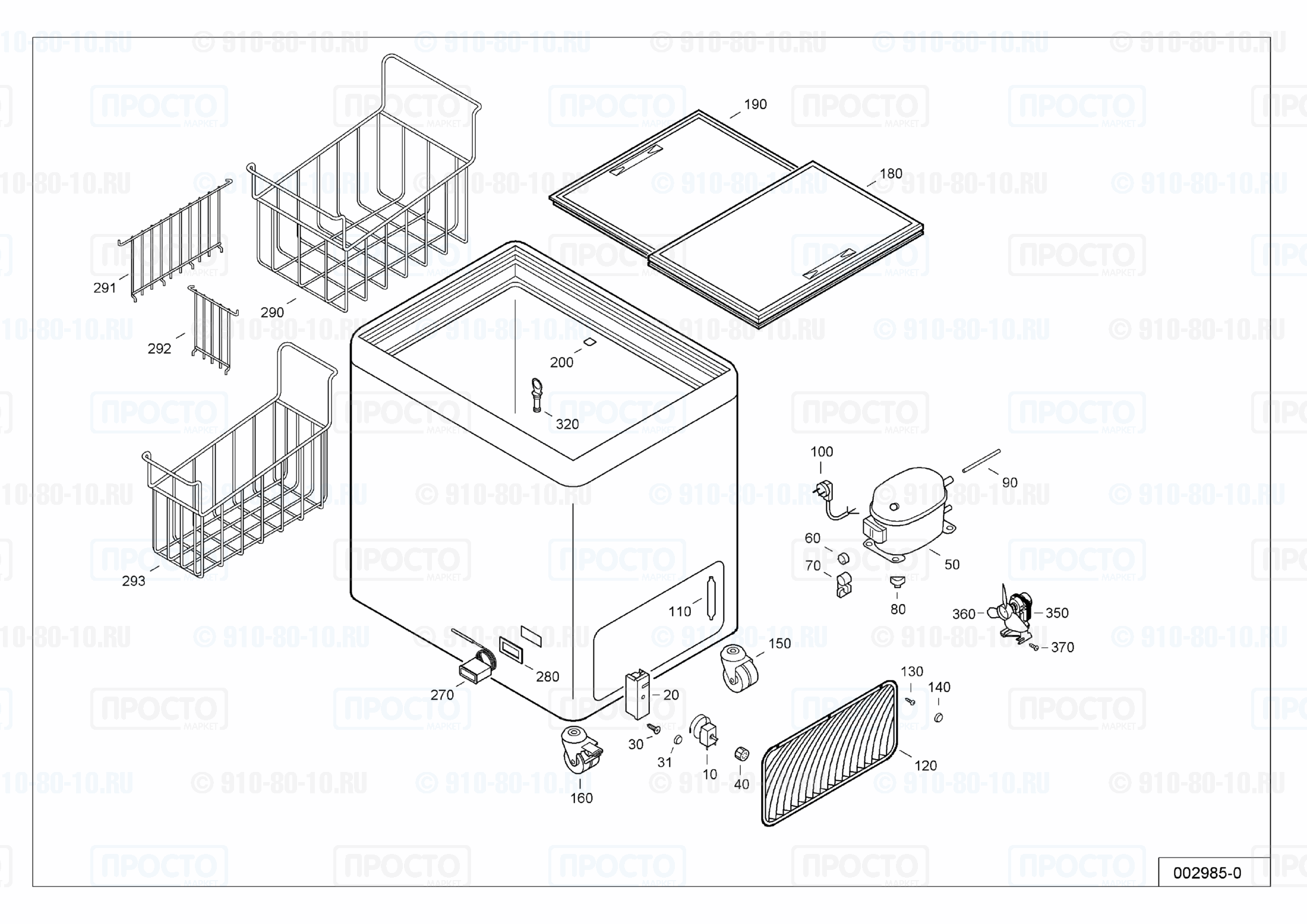Взрыв-схема запчастей холодильника Liebherr GTE 3700-13F