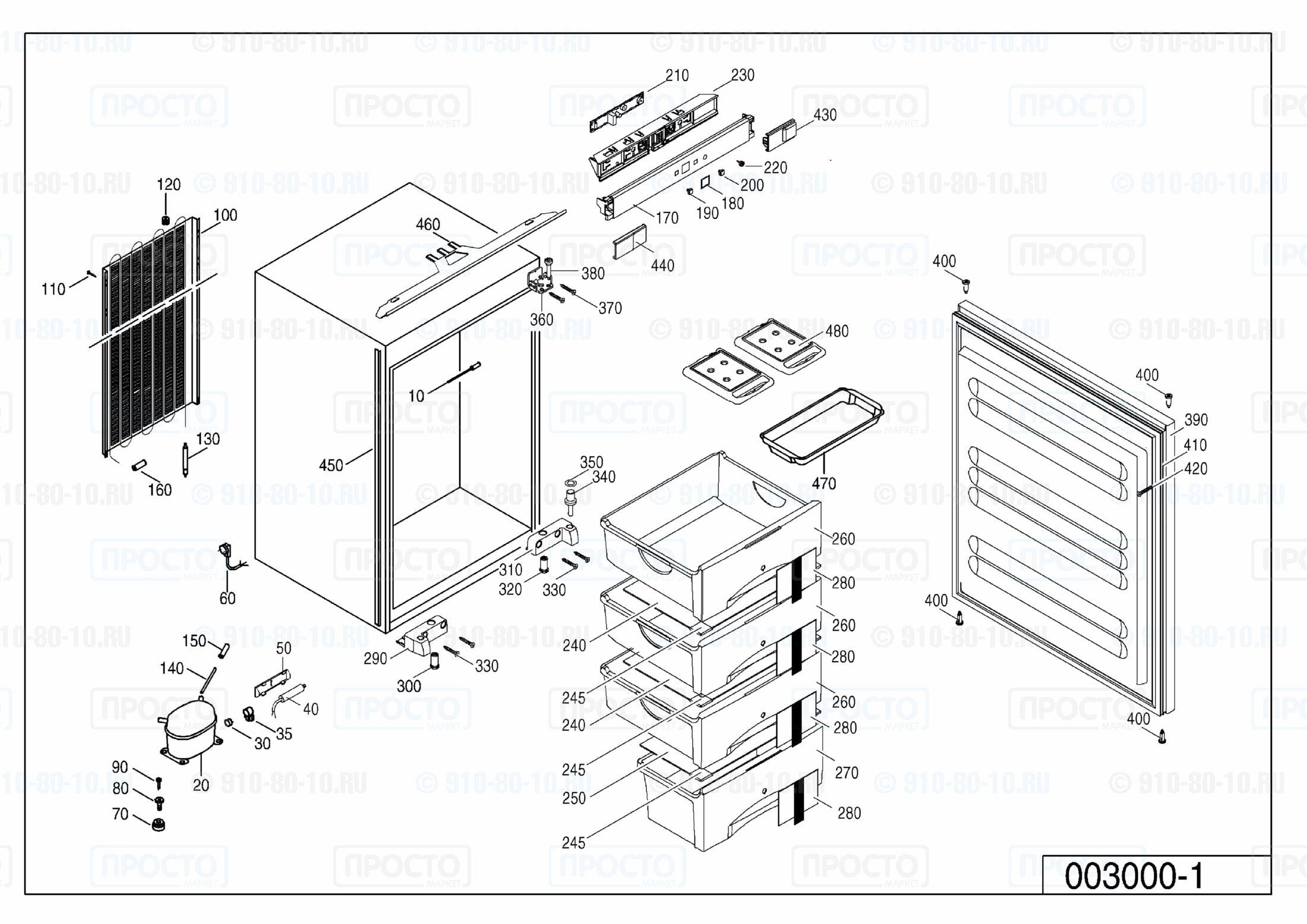 Взрыв-схема запчастей холодильника Liebherr IGS 1101-20A