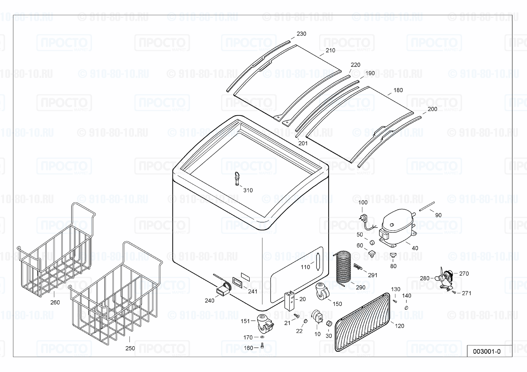 Взрыв-схема запчастей холодильника Liebherr GTI 3003-13E