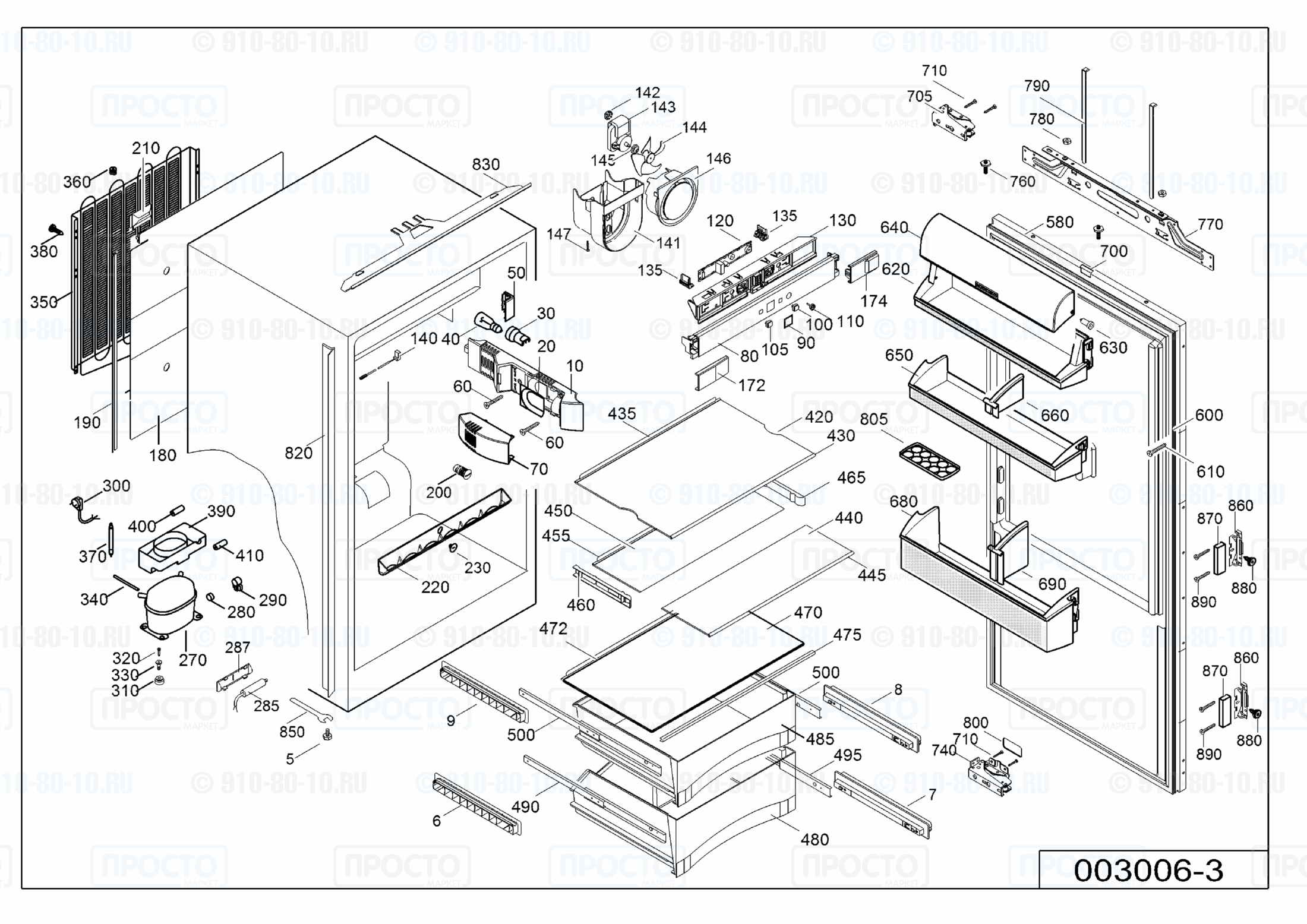 Взрыв-схема запчастей холодильника Liebherr IK 3610-20