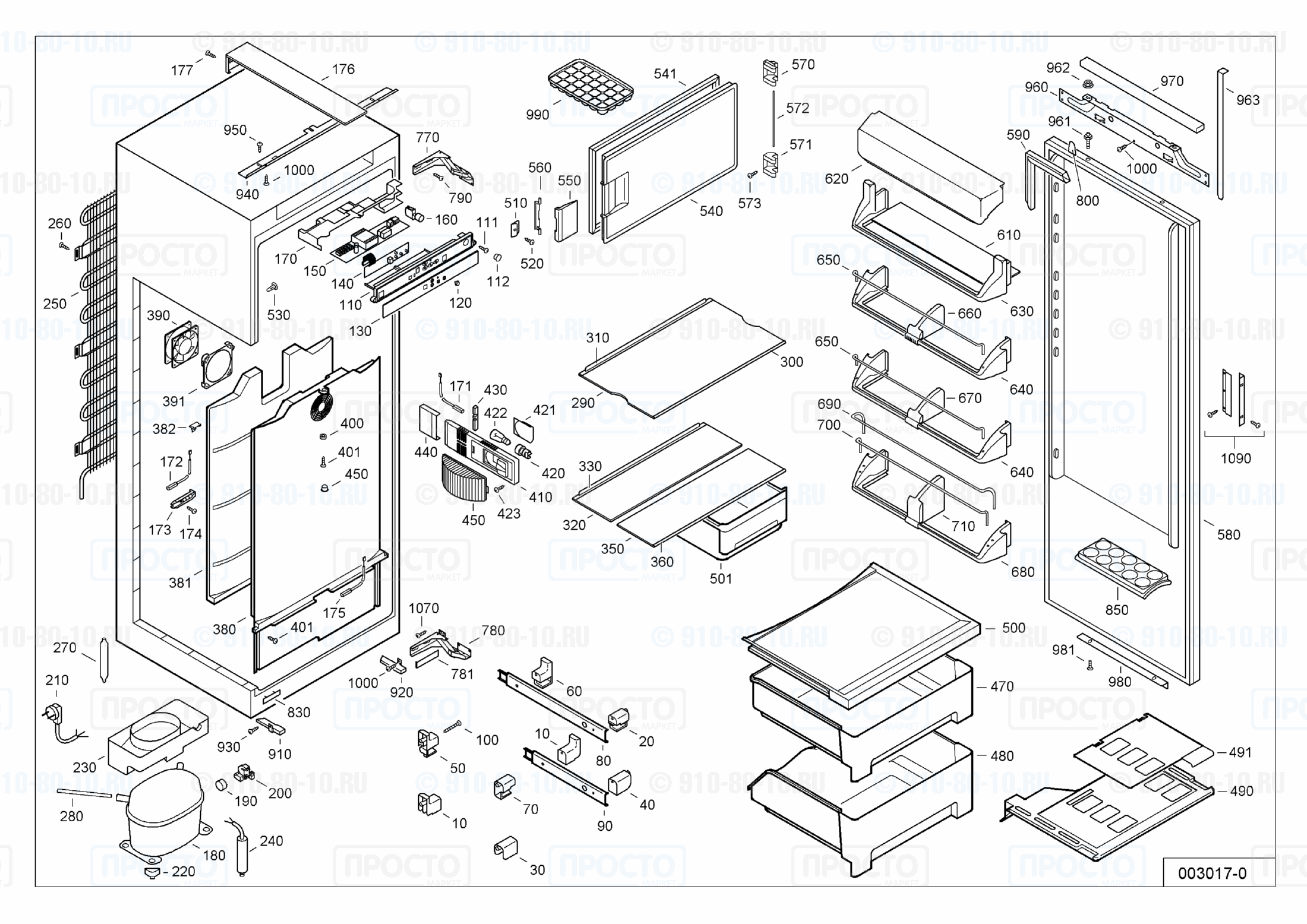 Взрыв-схема запчастей холодильника Liebherr IKBc 2154-20B