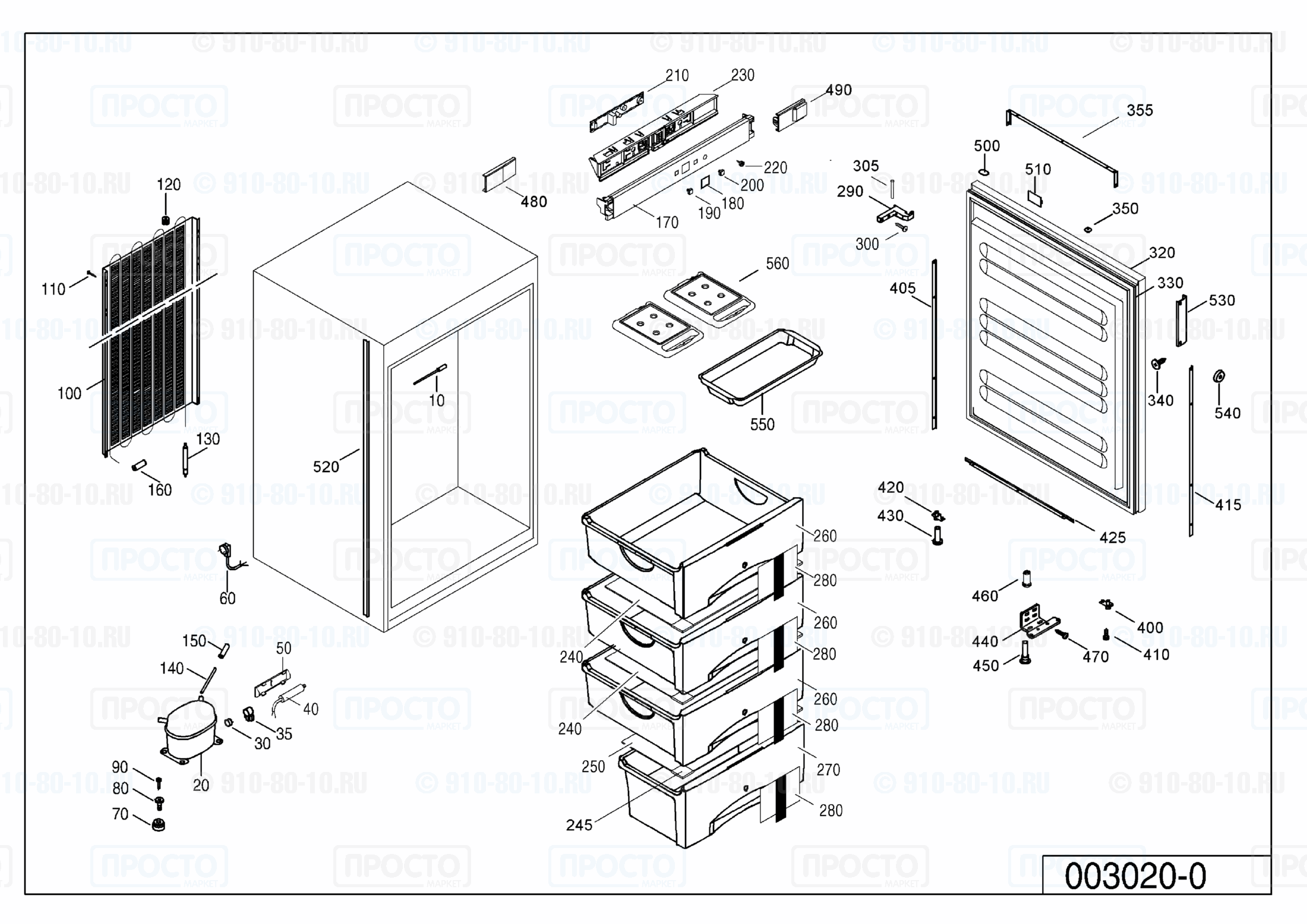 Взрыв-схема запчастей холодильника Liebherr EG 1113-20A