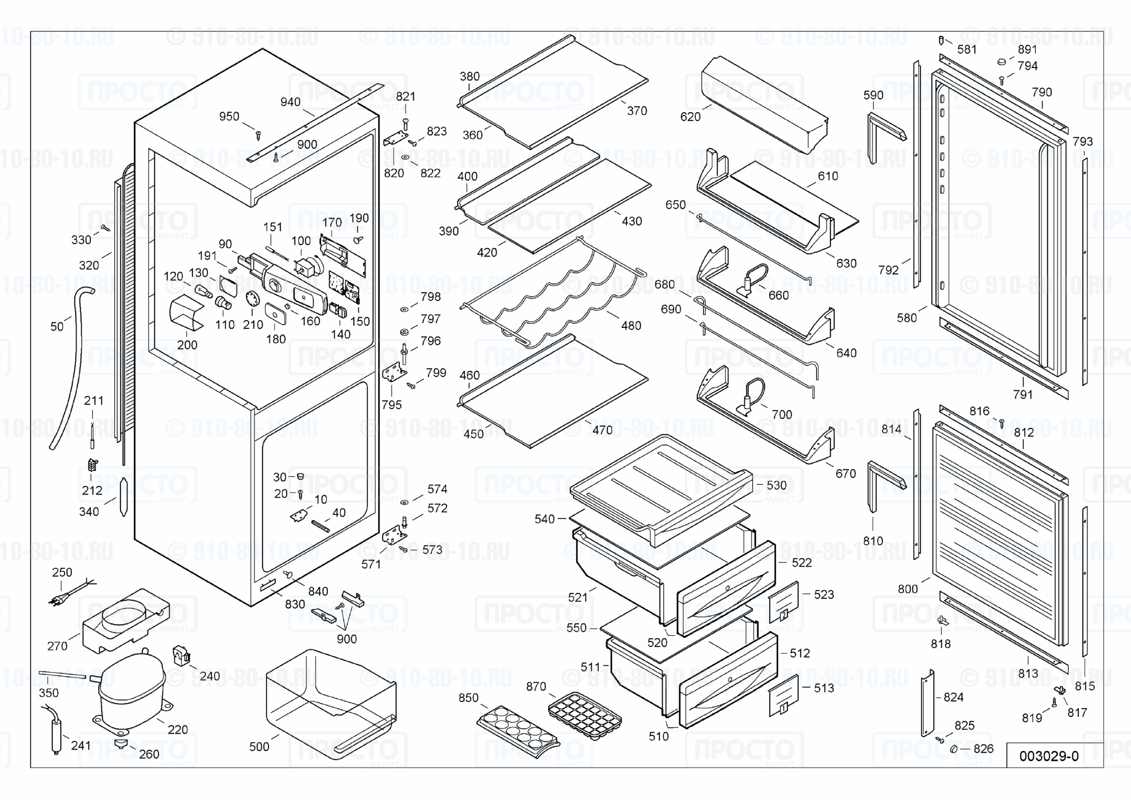 Взрыв-схема запчастей холодильника Liebherr ECUc 2752-20A