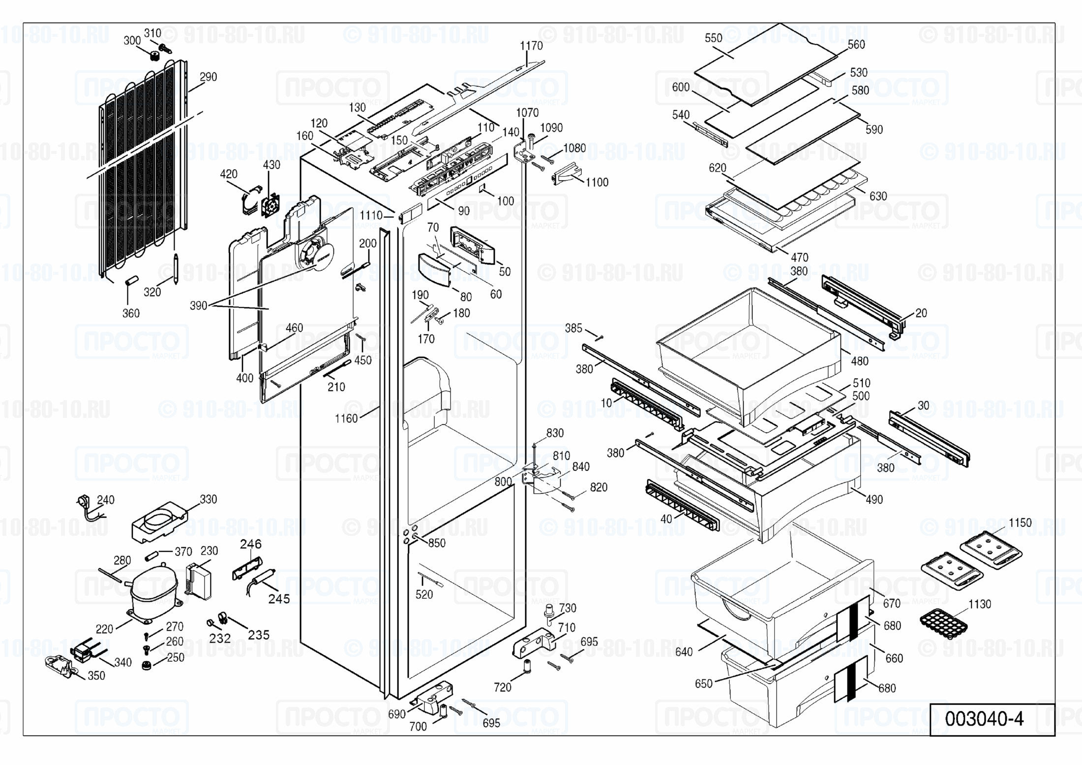 Взрыв-схема запчастей холодильника Liebherr ICBS 3156-20L