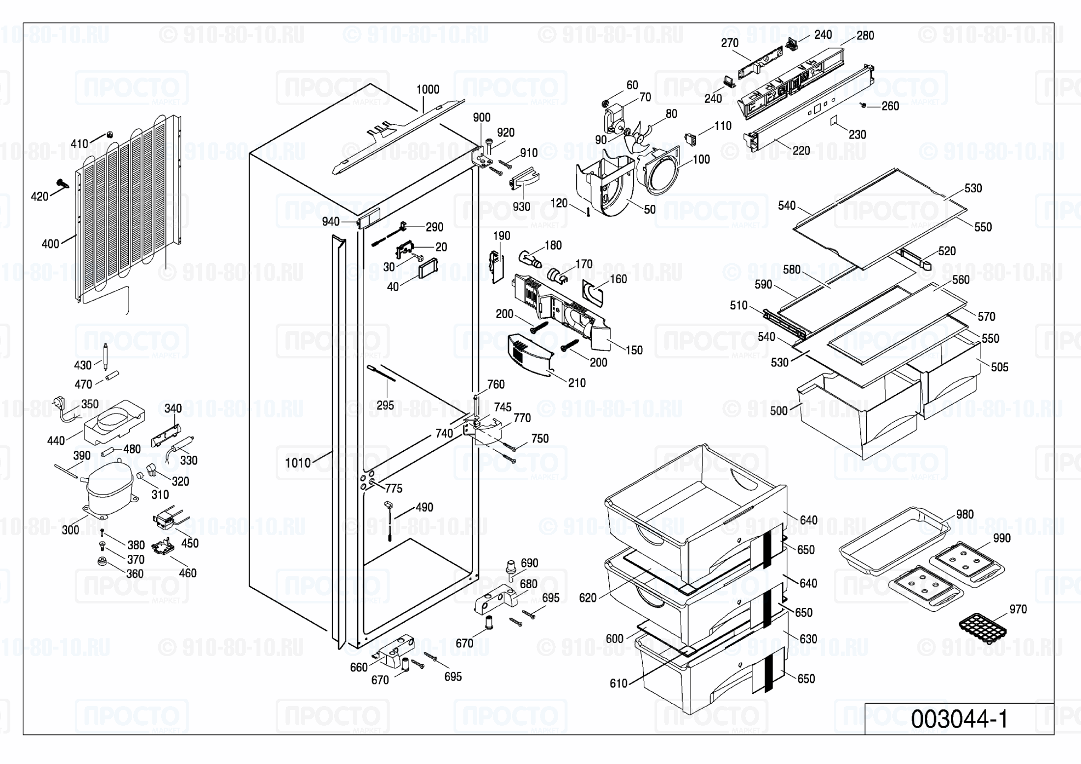Взрыв-схема запчастей холодильника Liebherr ICS 3013-21B