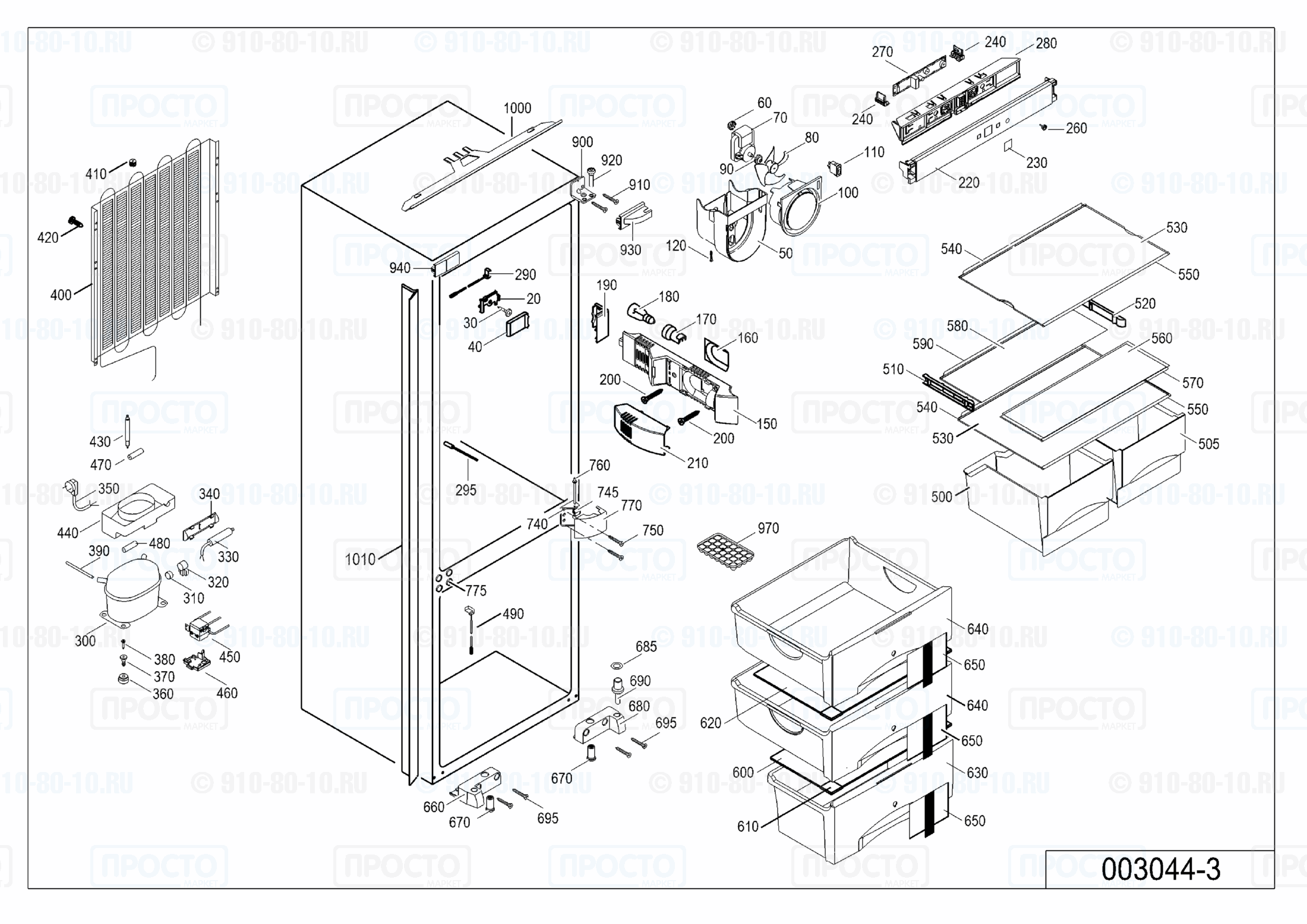 Взрыв-схема запчастей холодильника Liebherr ICS 3013-21D