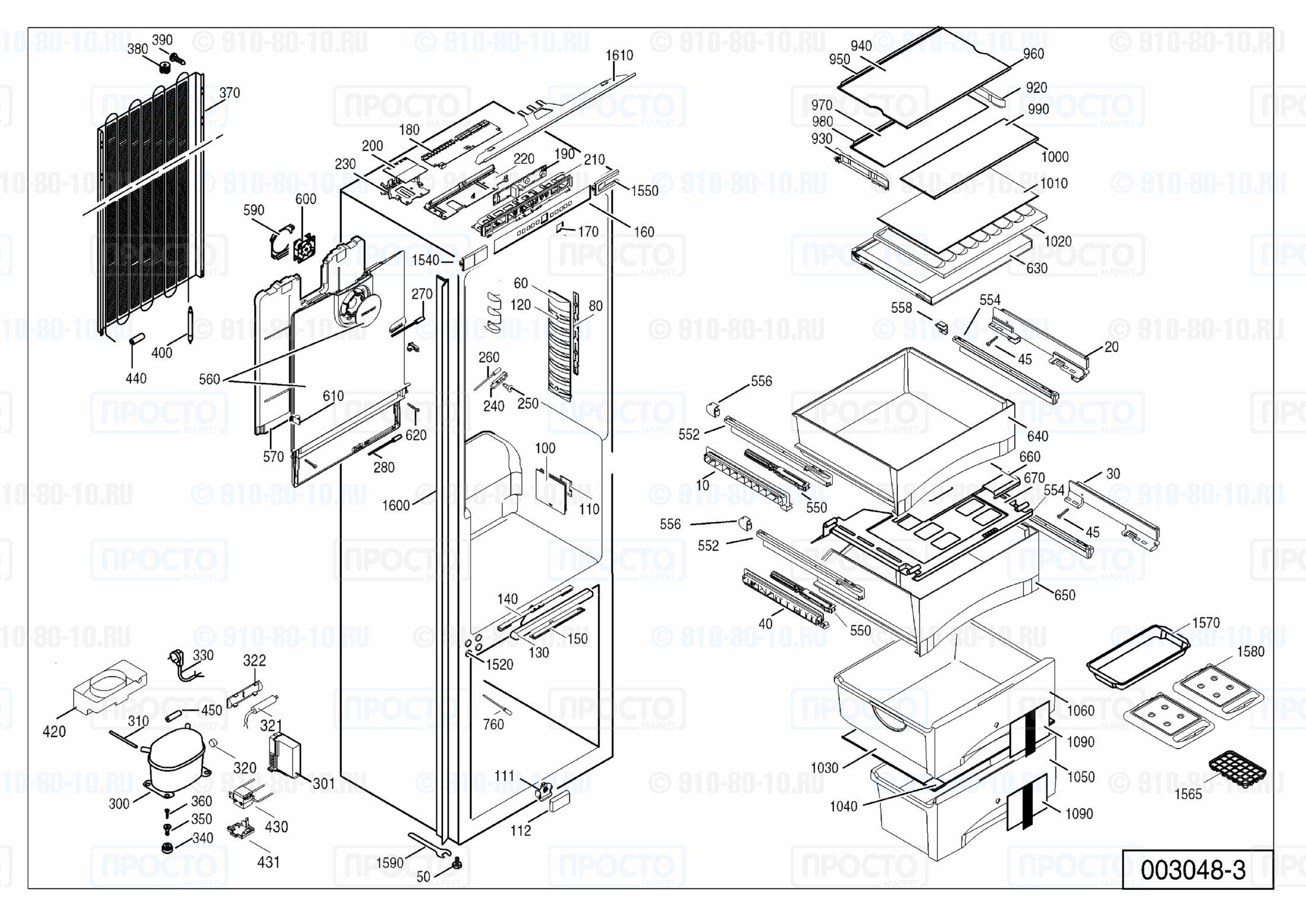 Взрыв-схема запчастей холодильника Liebherr ICBP 3166-21A