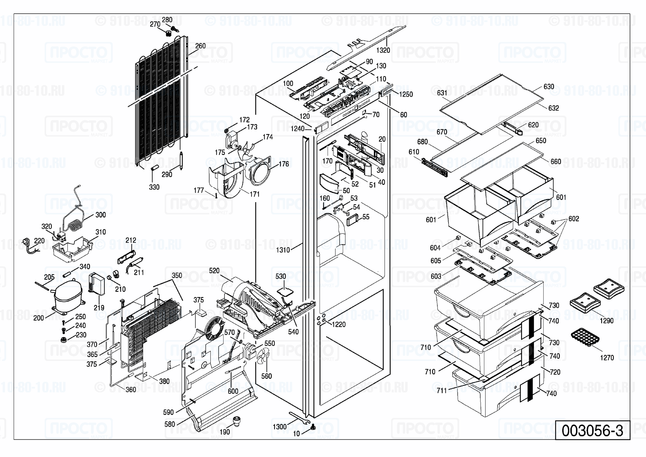 Взрыв-схема запчастей холодильника Liebherr SICN 3056-20H