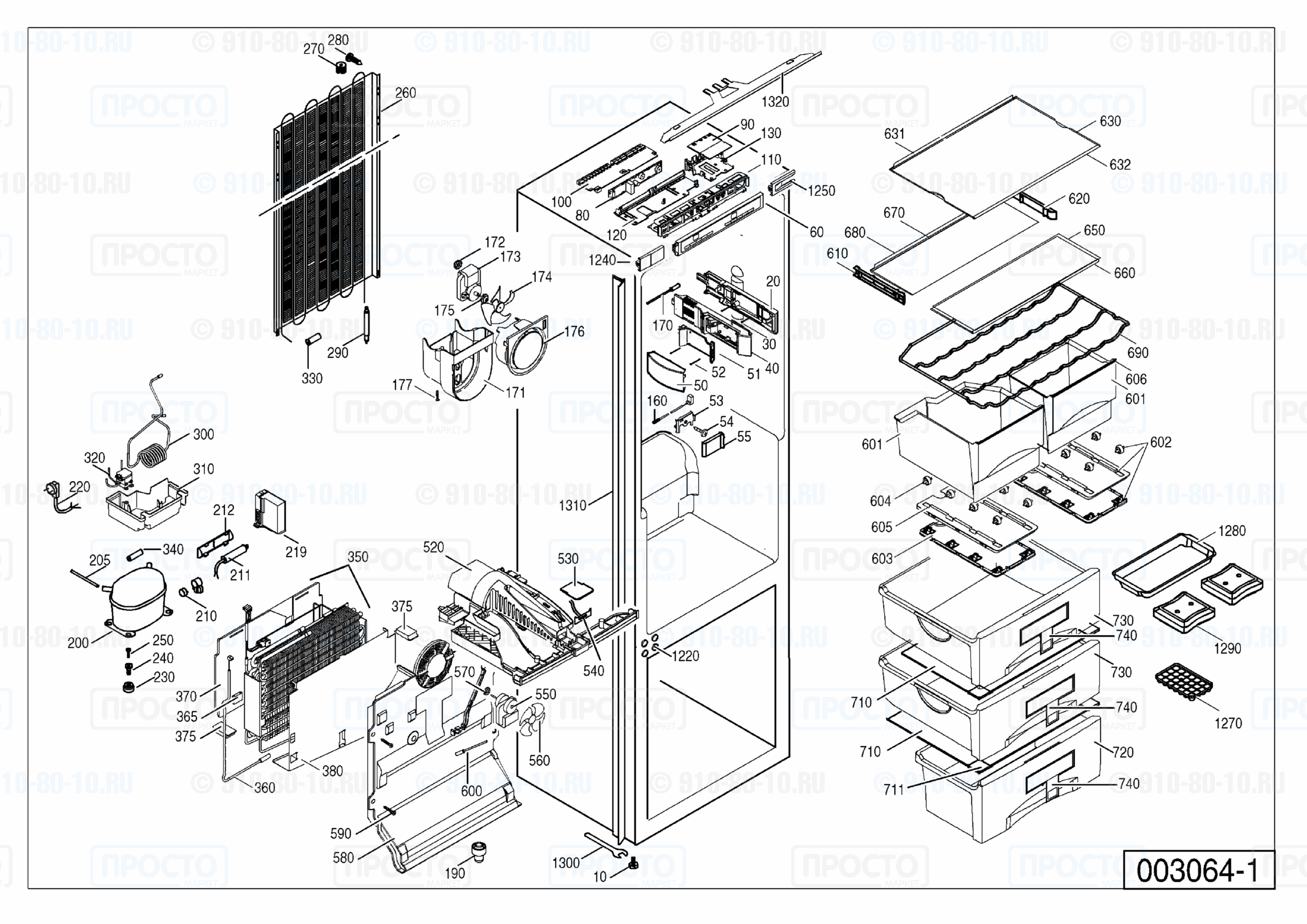 Взрыв-схема запчастей холодильника Liebherr ICN 3056-20F