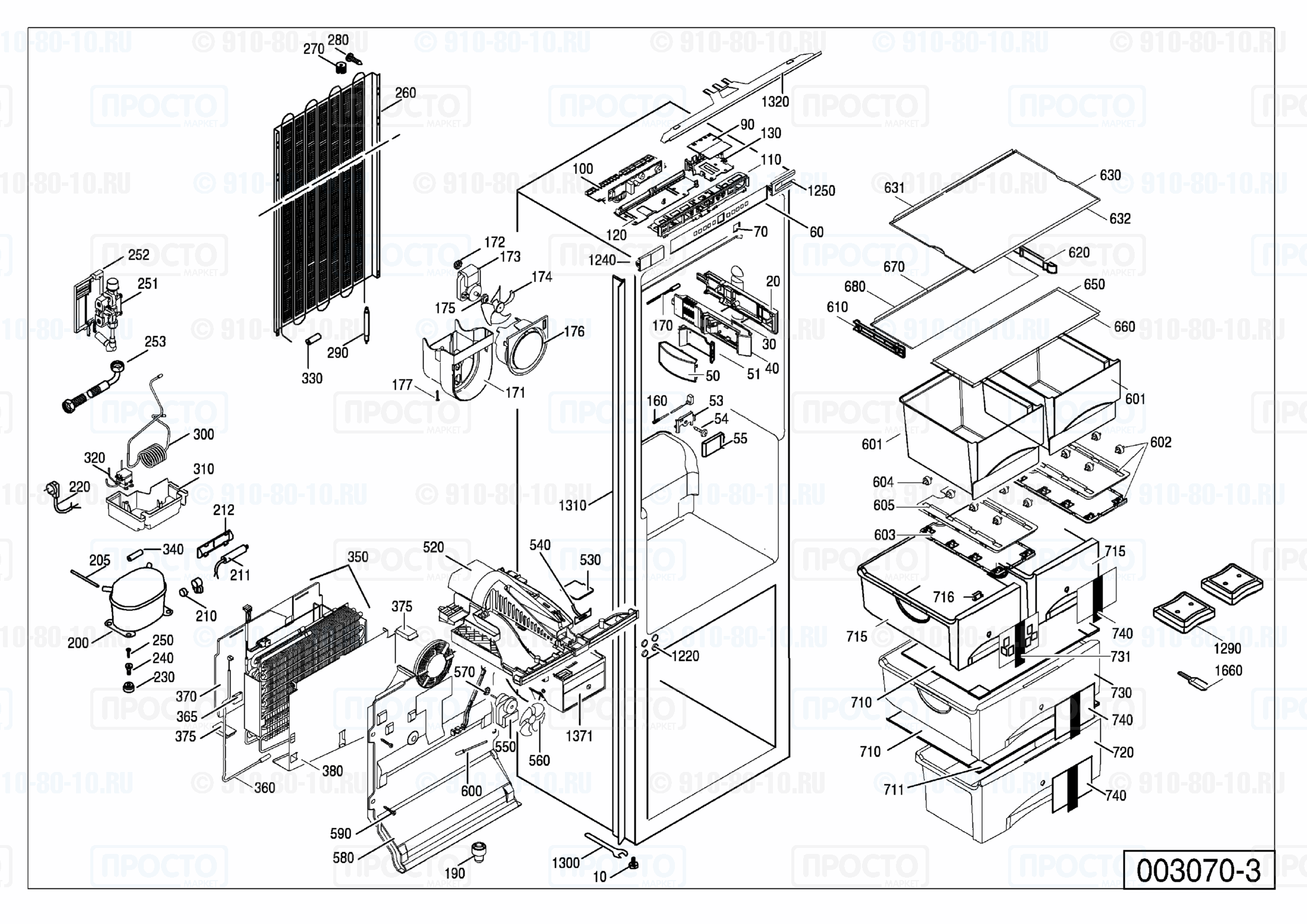 Взрыв-схема запчастей холодильника Liebherr ICN 3066-20L