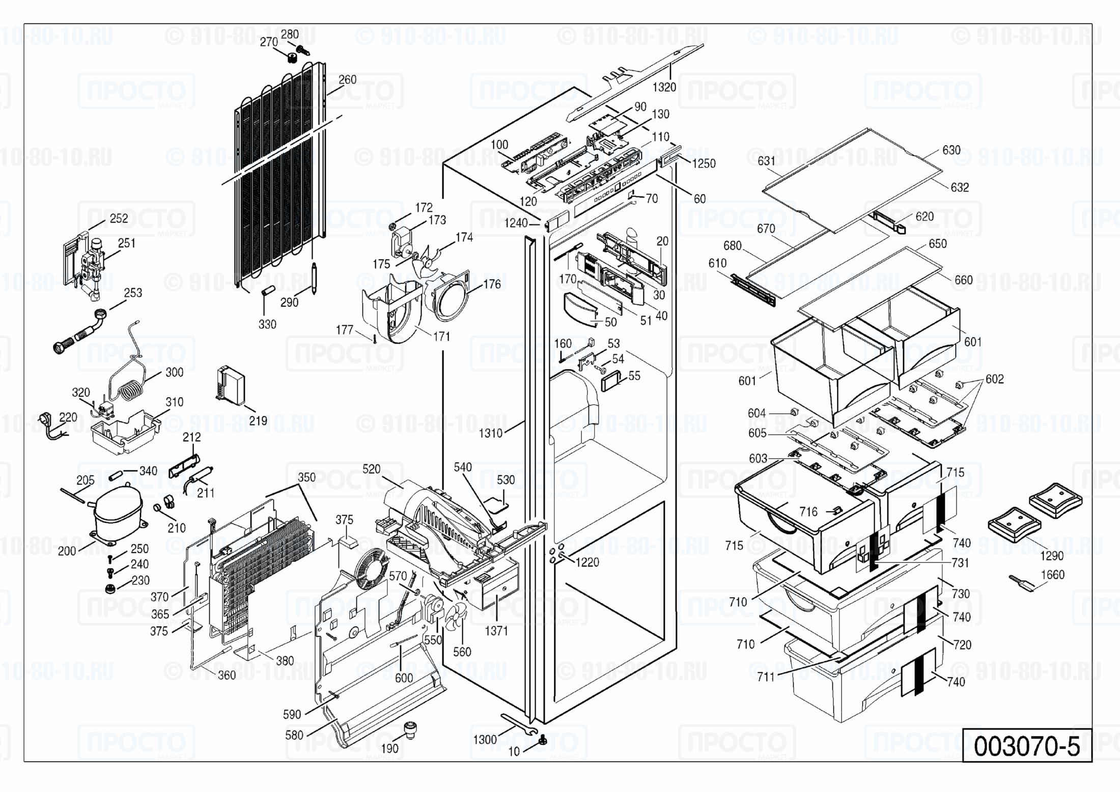 Взрыв-схема запчастей холодильника Liebherr SICN 3066-20L