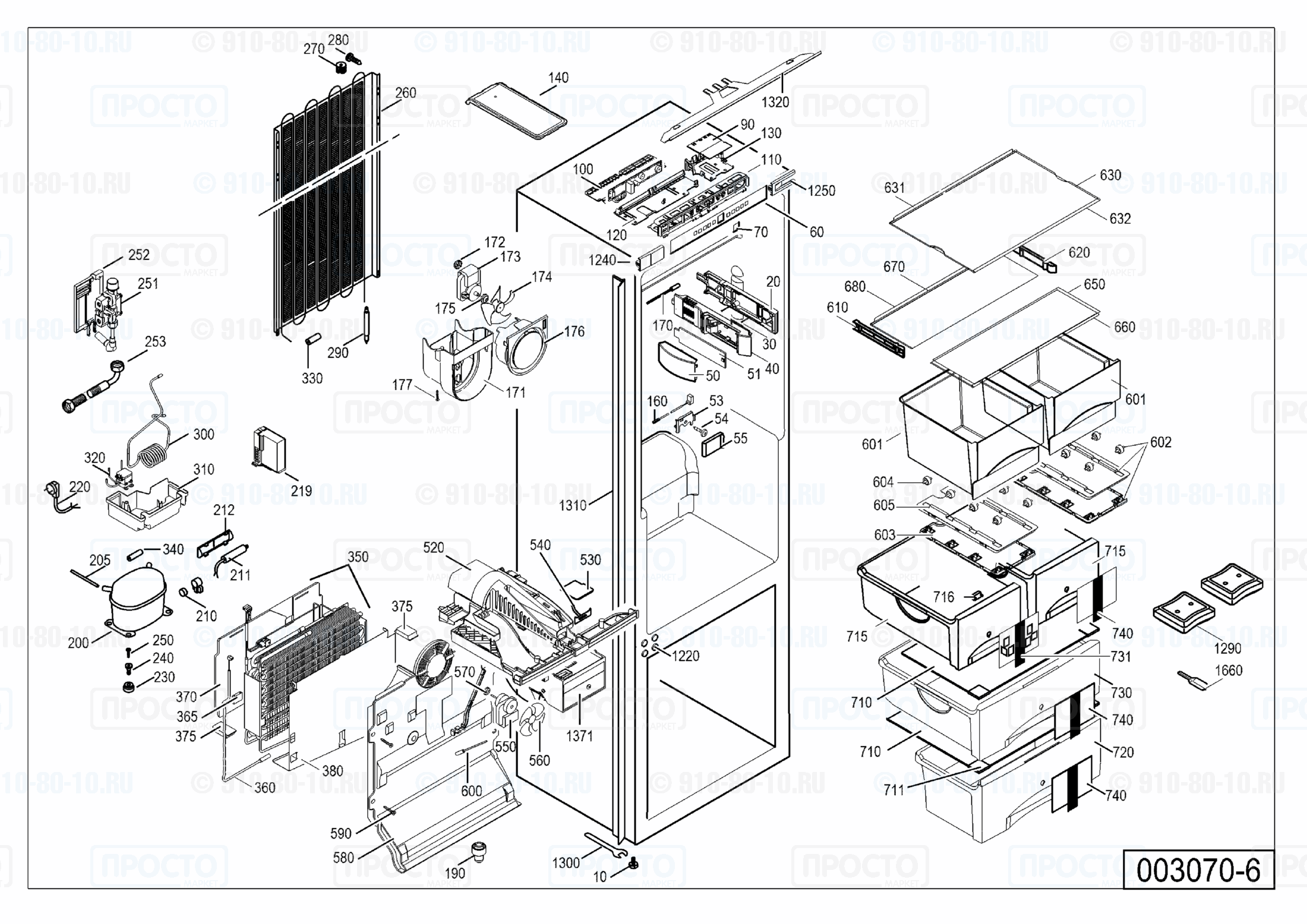 Взрыв-схема запчастей холодильника Liebherr ICN 3066-20O