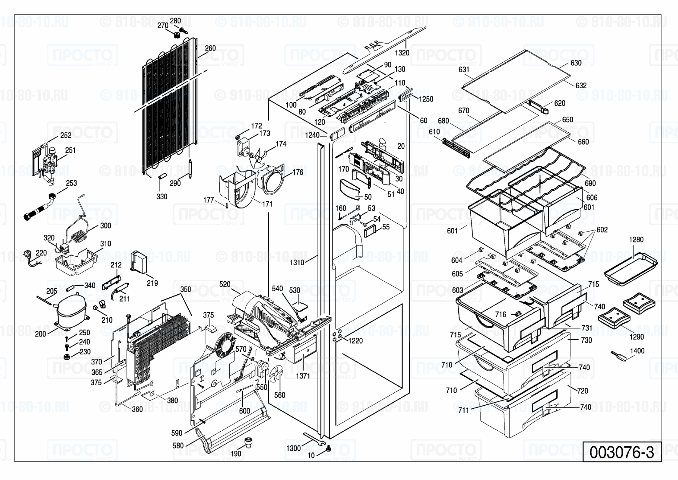 Взрыв-схема запчастей холодильника Liebherr ICN 3066-20E