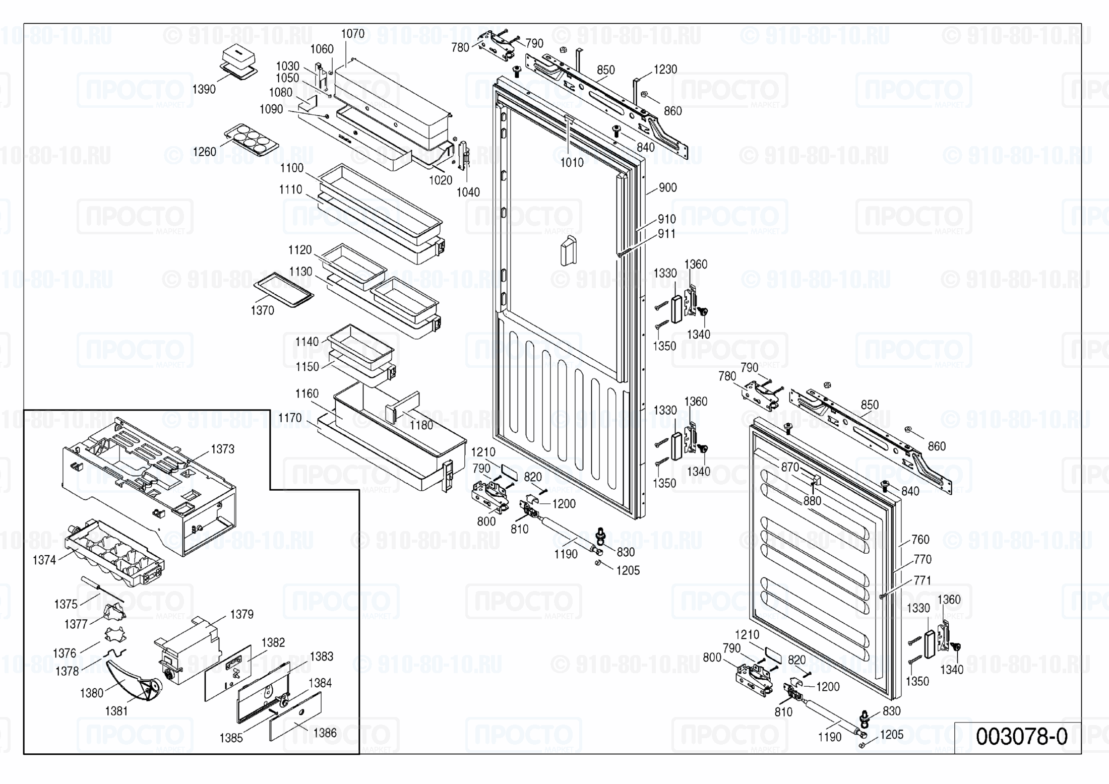 Взрыв-схема холодильника Liebherr ICN 3066-20
