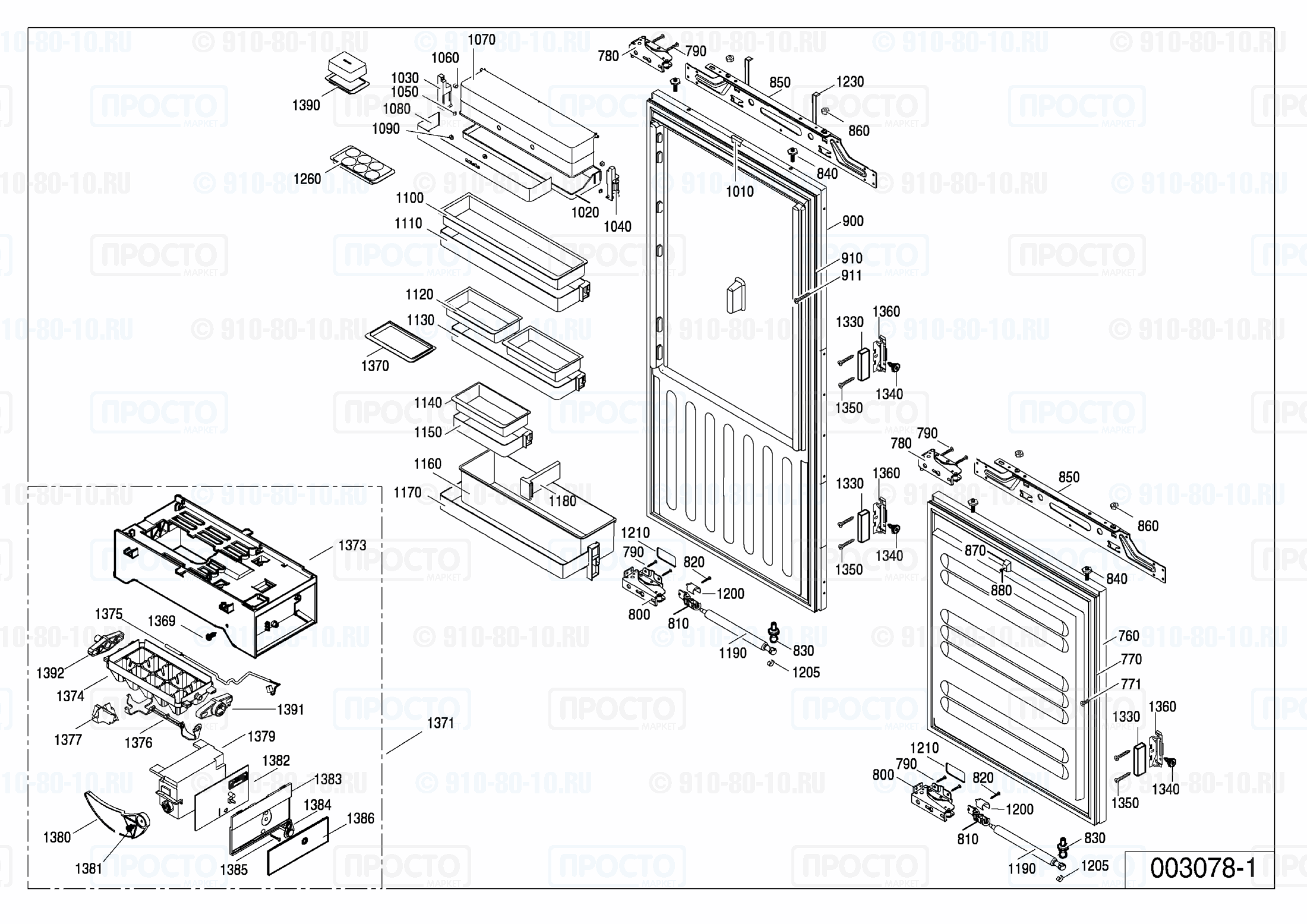 Взрыв-схема холодильника Liebherr ICN 3066-20K