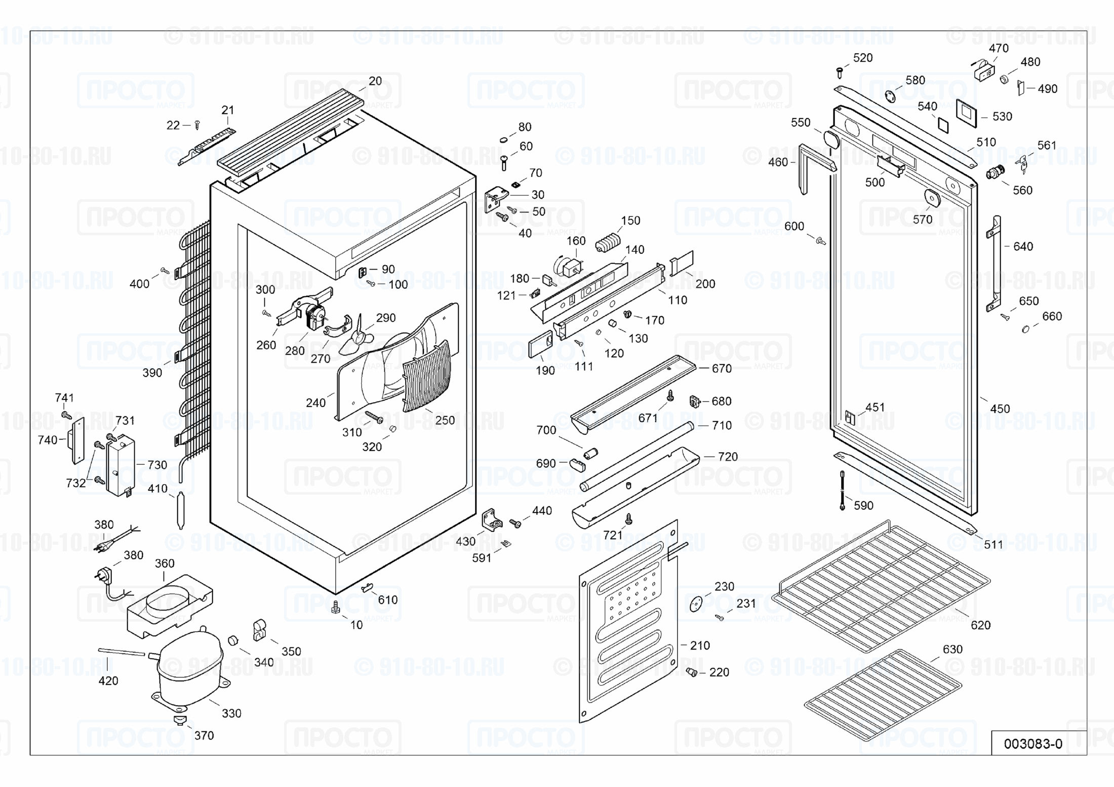 Взрыв-схема запчастей холодильника Liebherr FKv 2612-20A