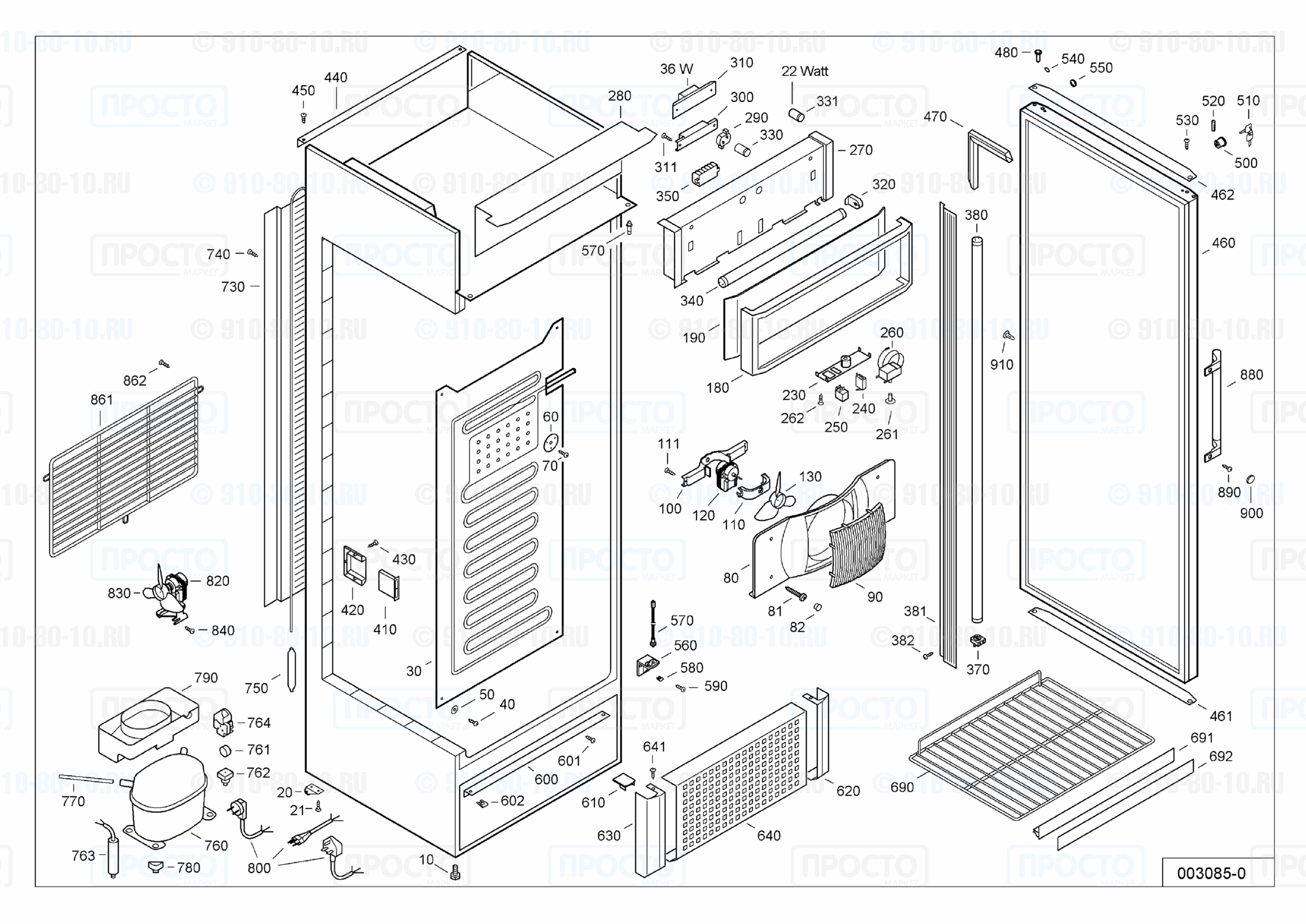 Взрыв-схема запчастей холодильника Liebherr FKDv 3712-20A