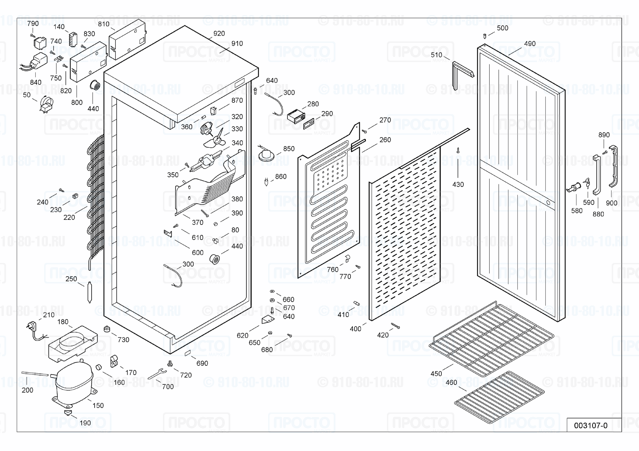 Взрыв-схема запчастей холодильника Liebherr WKSw 3200-20