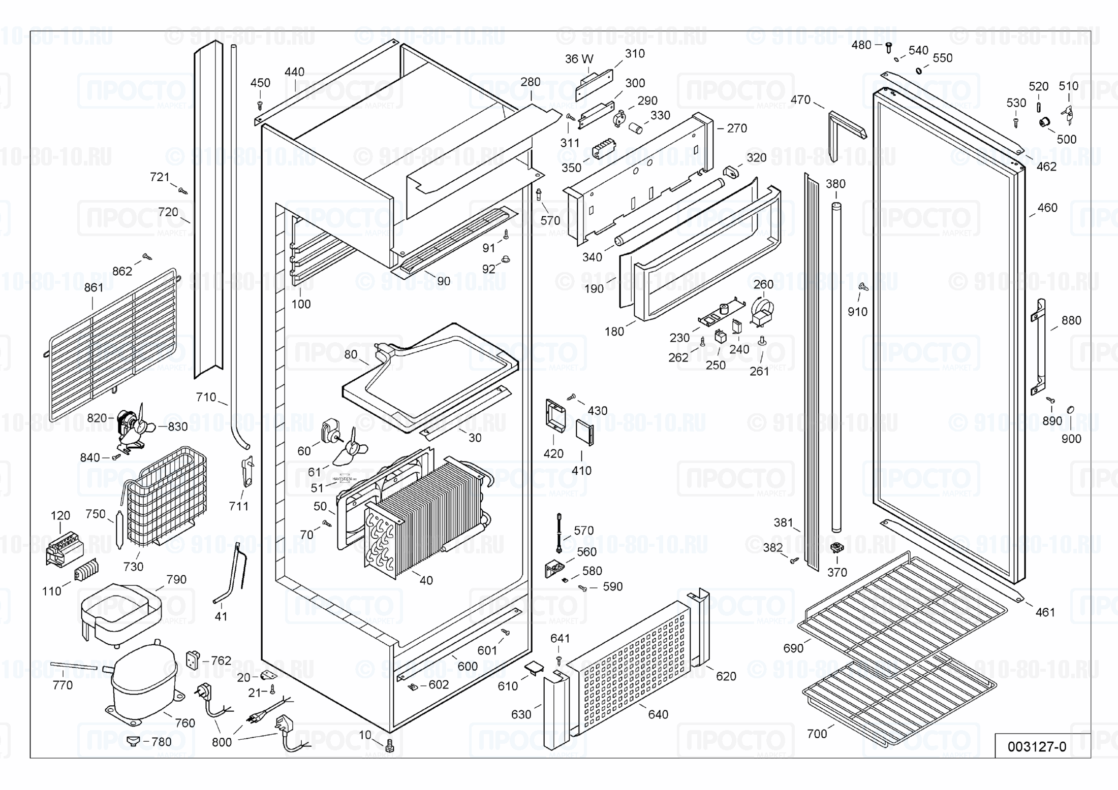 Взрыв-схема запчастей холодильника Liebherr FKDv 3712-10