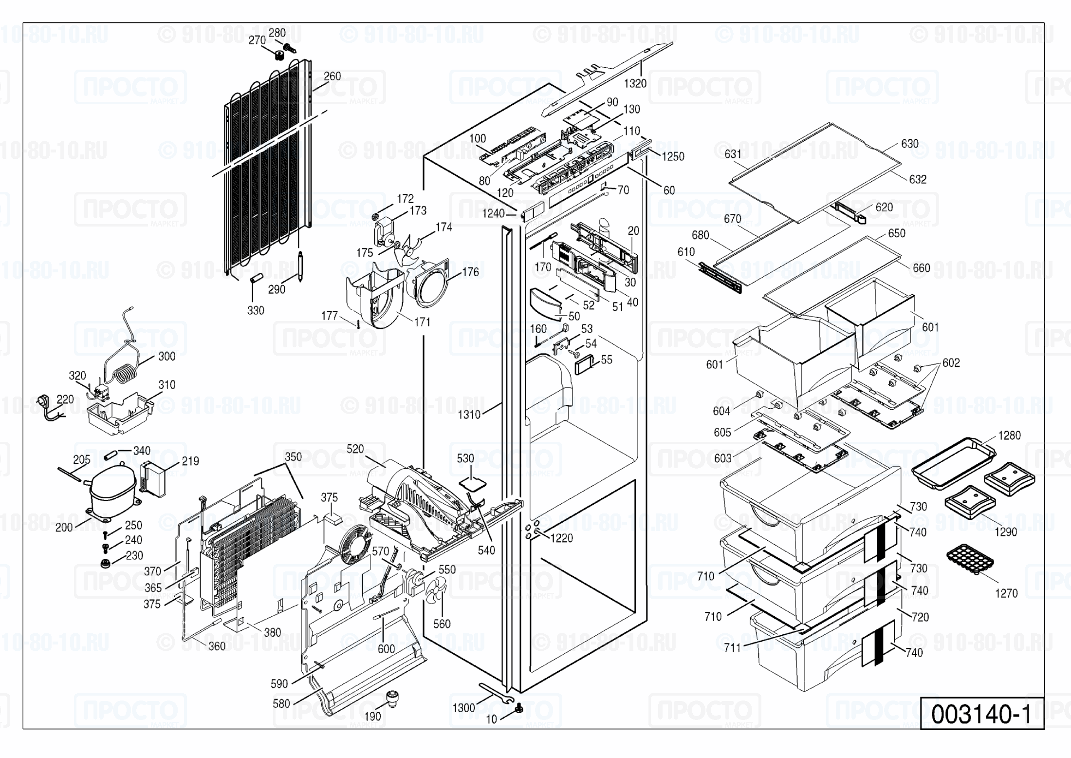 Взрыв-схема запчастей холодильника Liebherr ICN 3056-11D