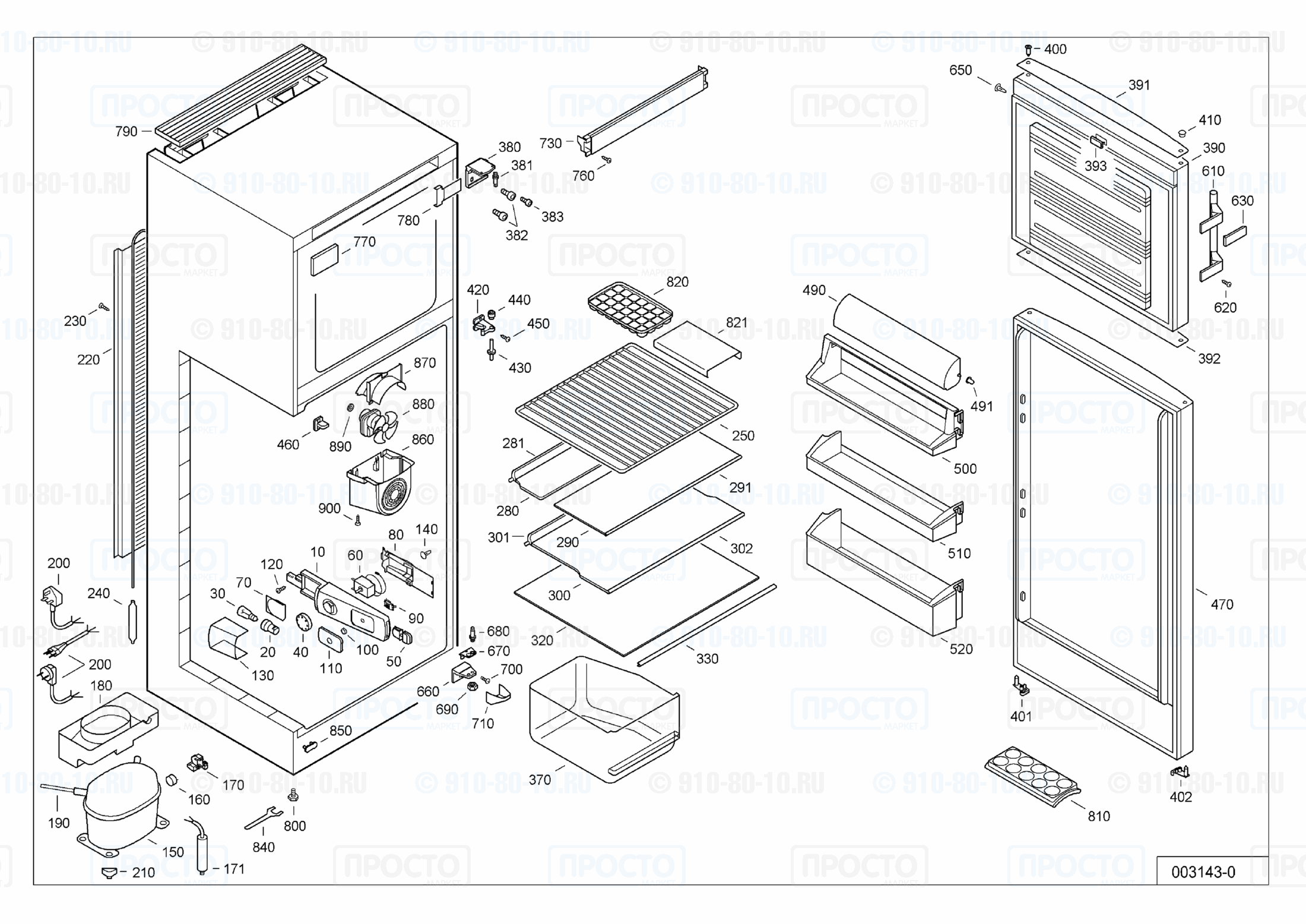 Взрыв-схема запчастей холодильника Liebherr CTPesf 3111-20A