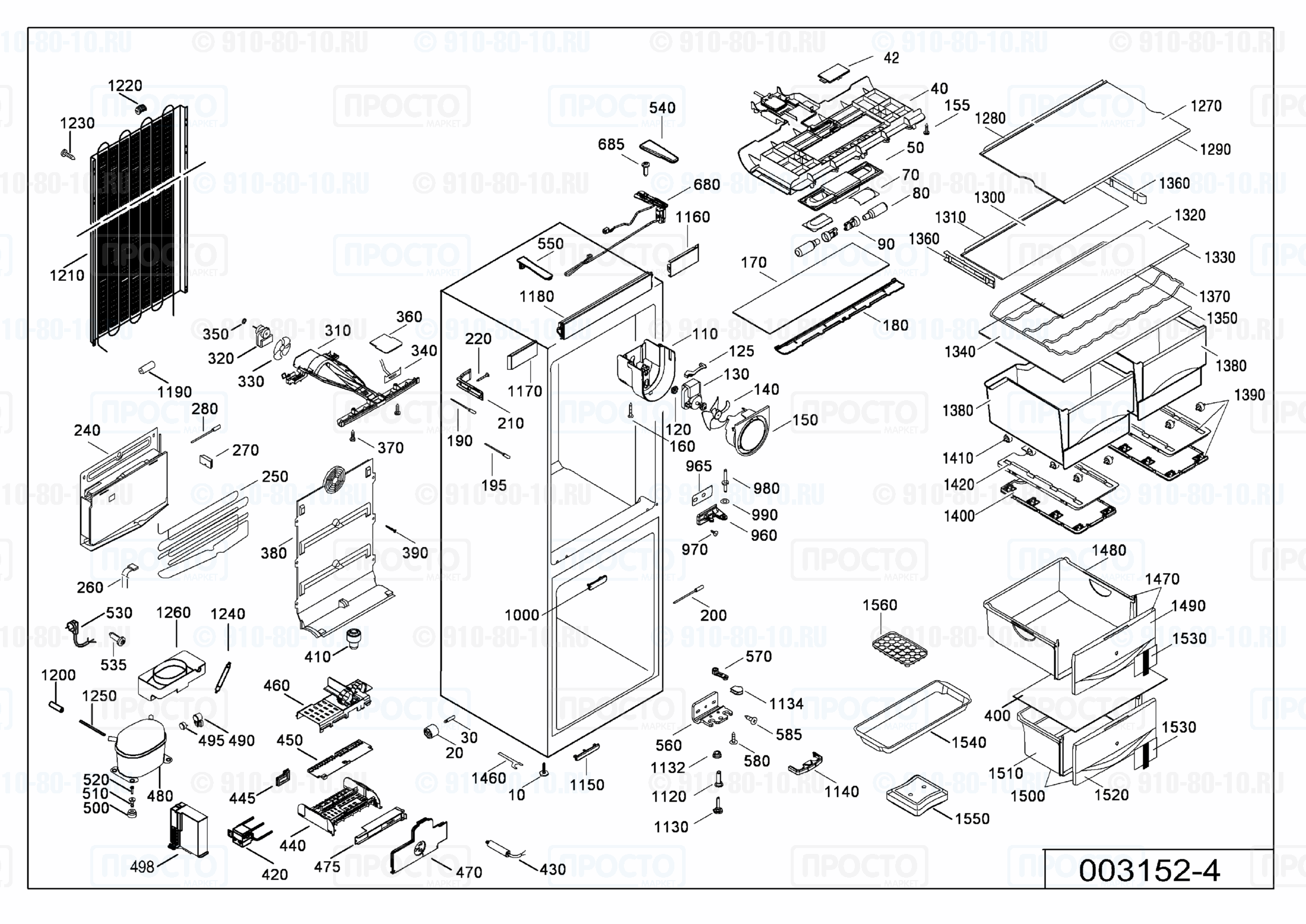 Взрыв-схема запчастей холодильника Liebherr CNP 4056-20B