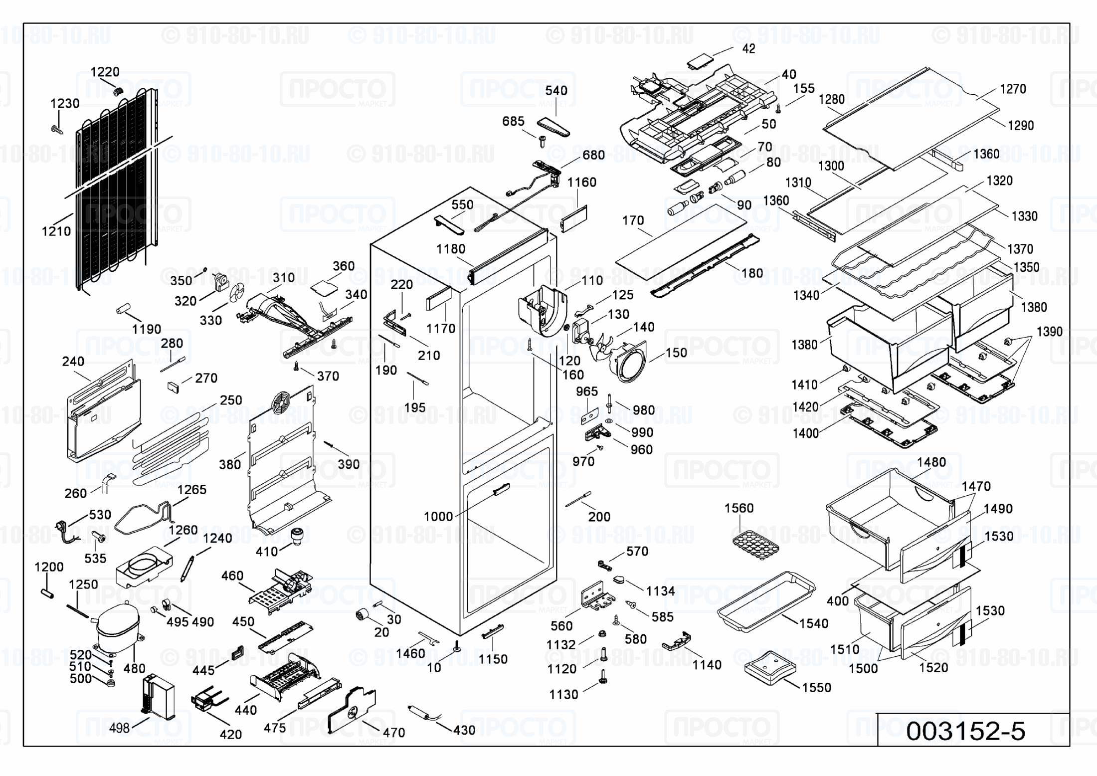 Взрыв-схема запчастей холодильника Liebherr CNP 4056-20C