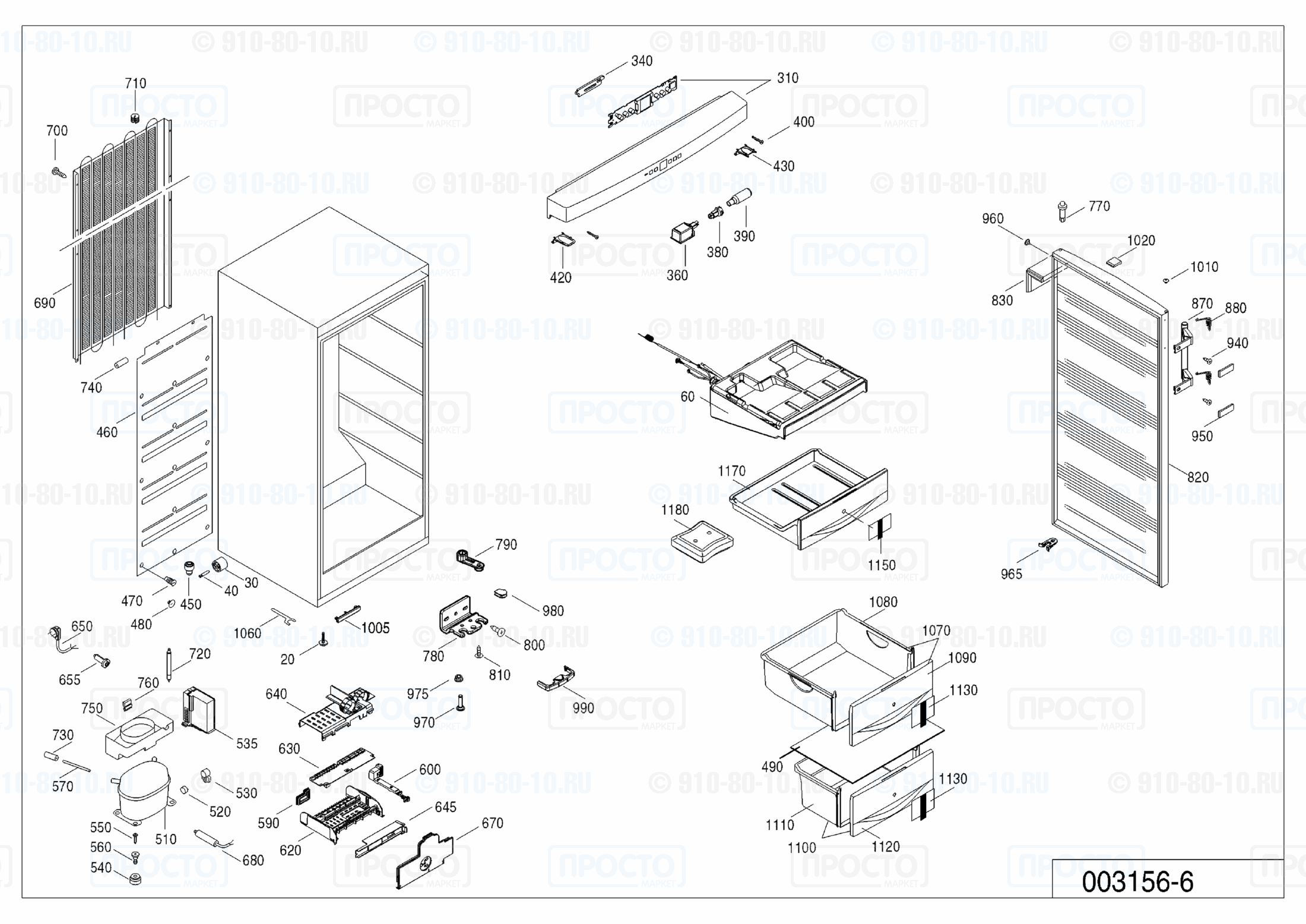 Взрыв-схема запчастей холодильника Liebherr GNP 2756-20A