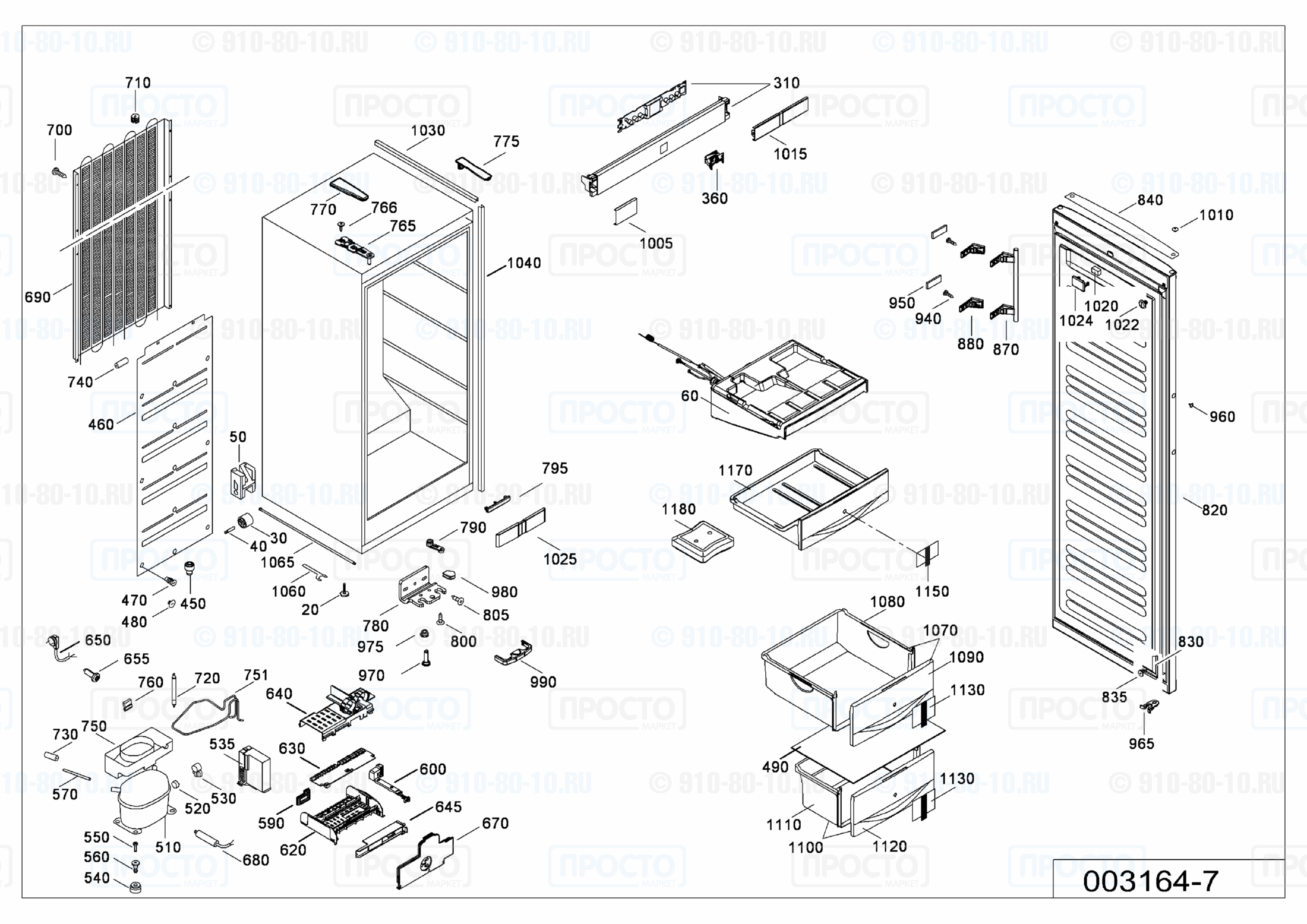 Взрыв-схема запчастей холодильника Liebherr SGNes 3010-22D