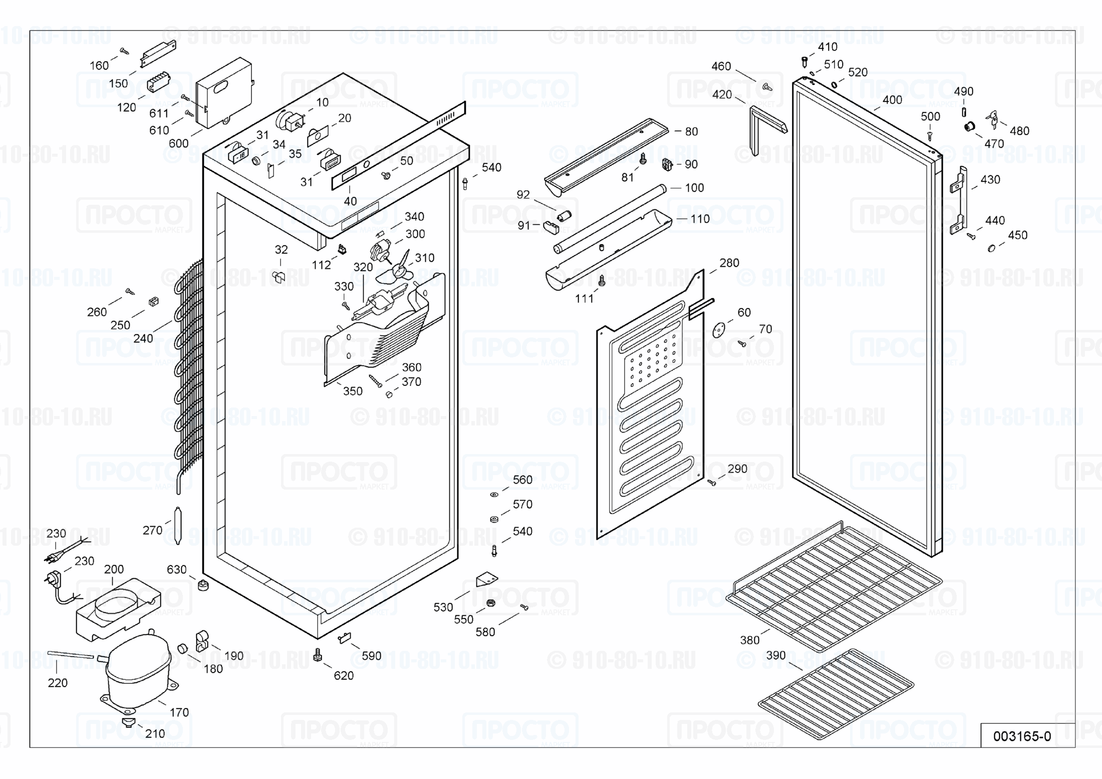 Взрыв-схема запчастей холодильника Liebherr UKS 3602-12D