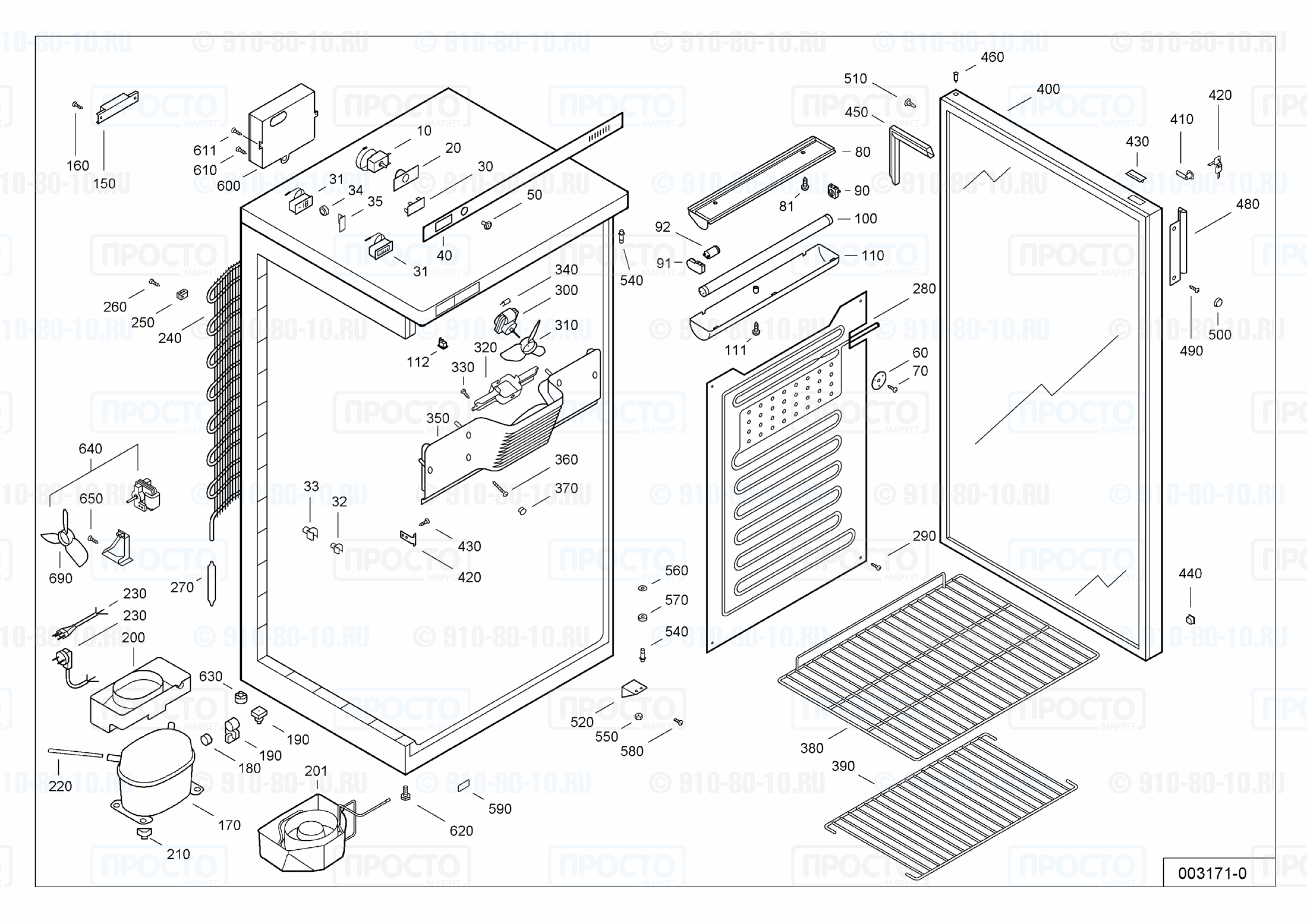 Взрыв-схема запчастей холодильника Liebherr UKS 5002-11B