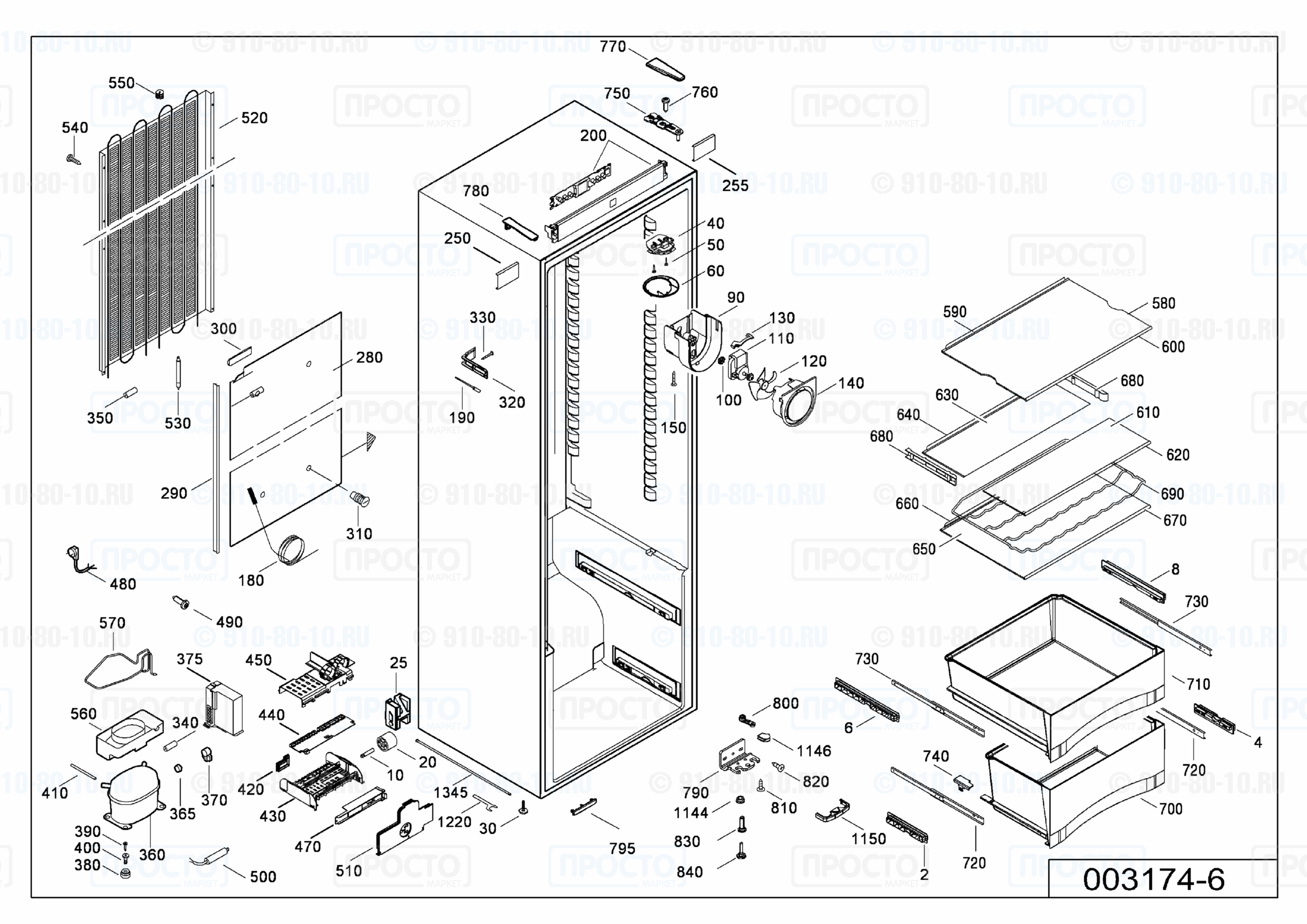 Взрыв-схема запчастей холодильника Liebherr SKes 4210-10A