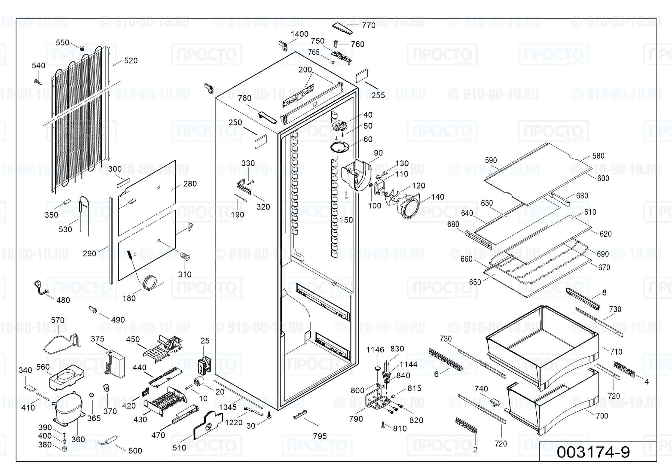Взрыв-схема запчастей холодильника Liebherr SKes 4210-24I