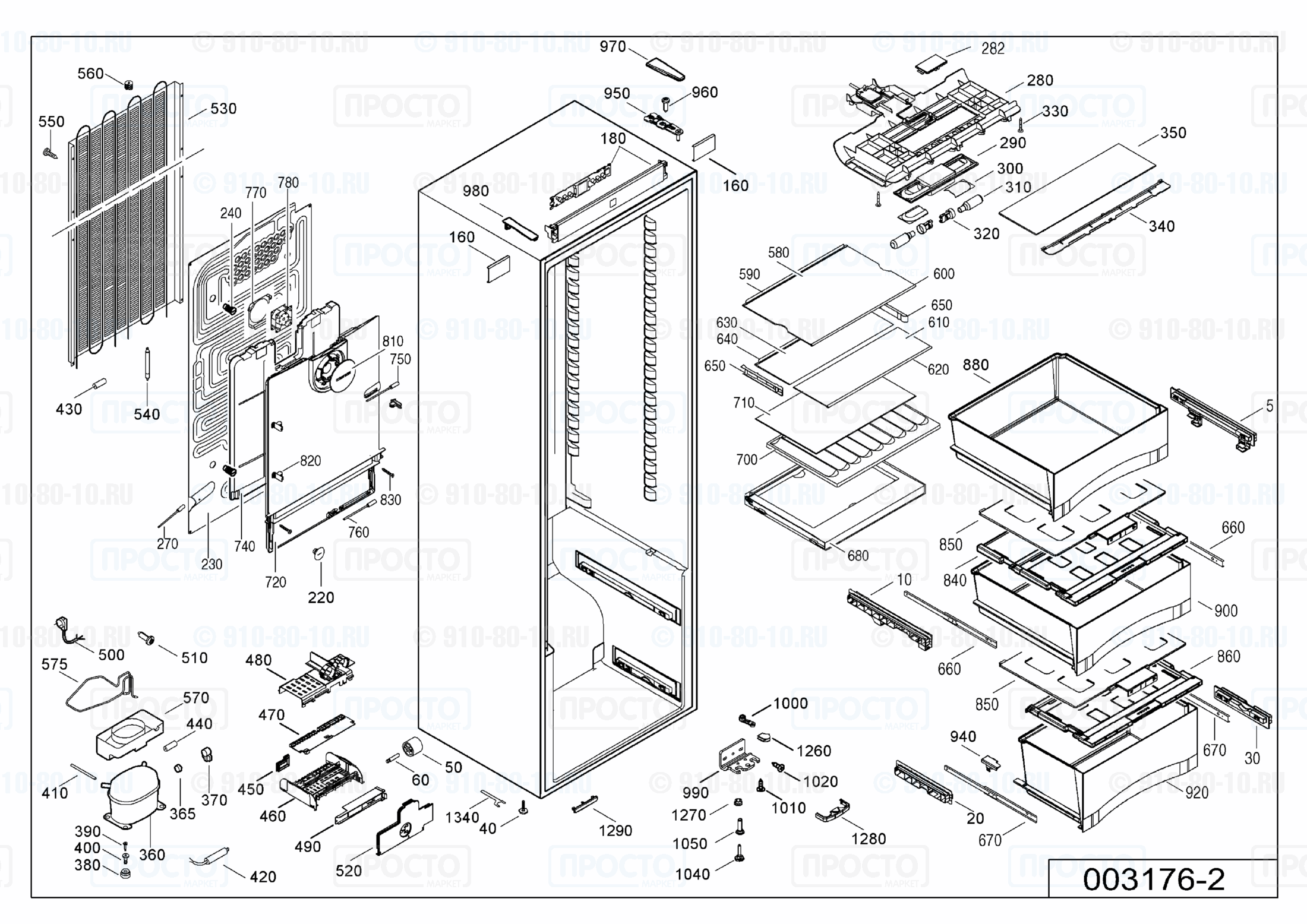 Взрыв-схема запчастей холодильника Liebherr KB 4260-20C