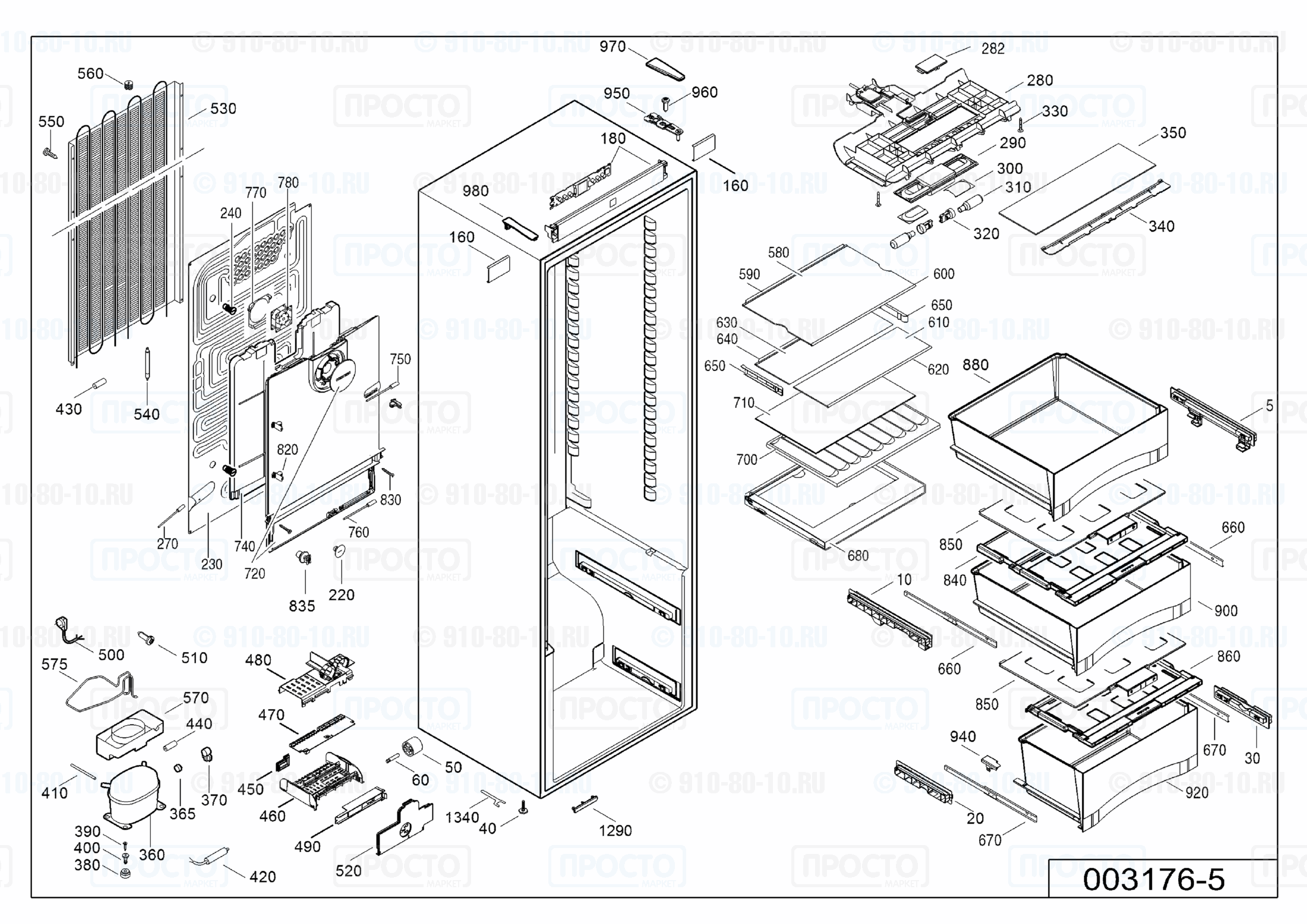 Взрыв-схема запчастей холодильника Liebherr KB 4260-21A