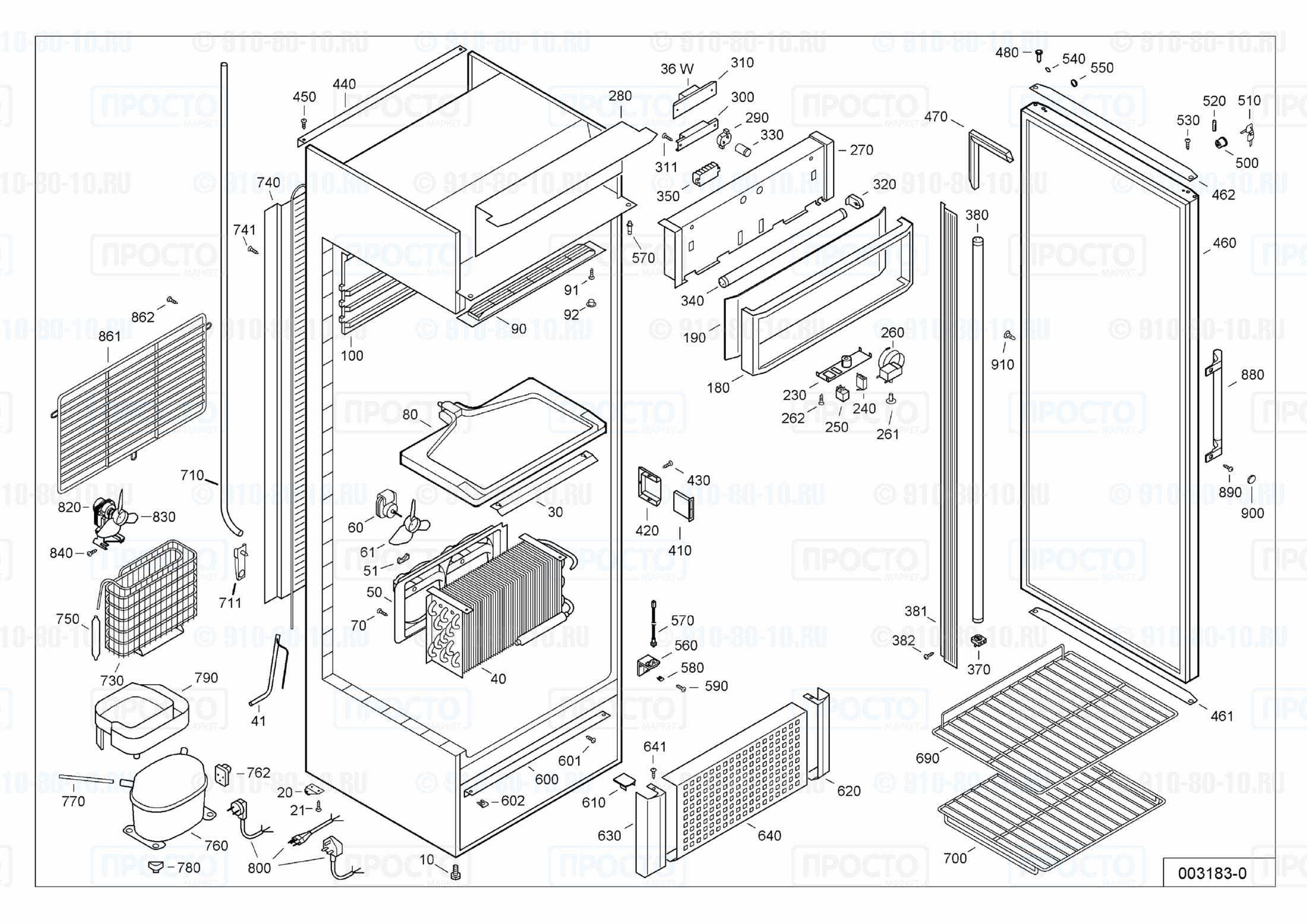 Взрыв-схема запчастей холодильника Liebherr FKDv 3712-10A